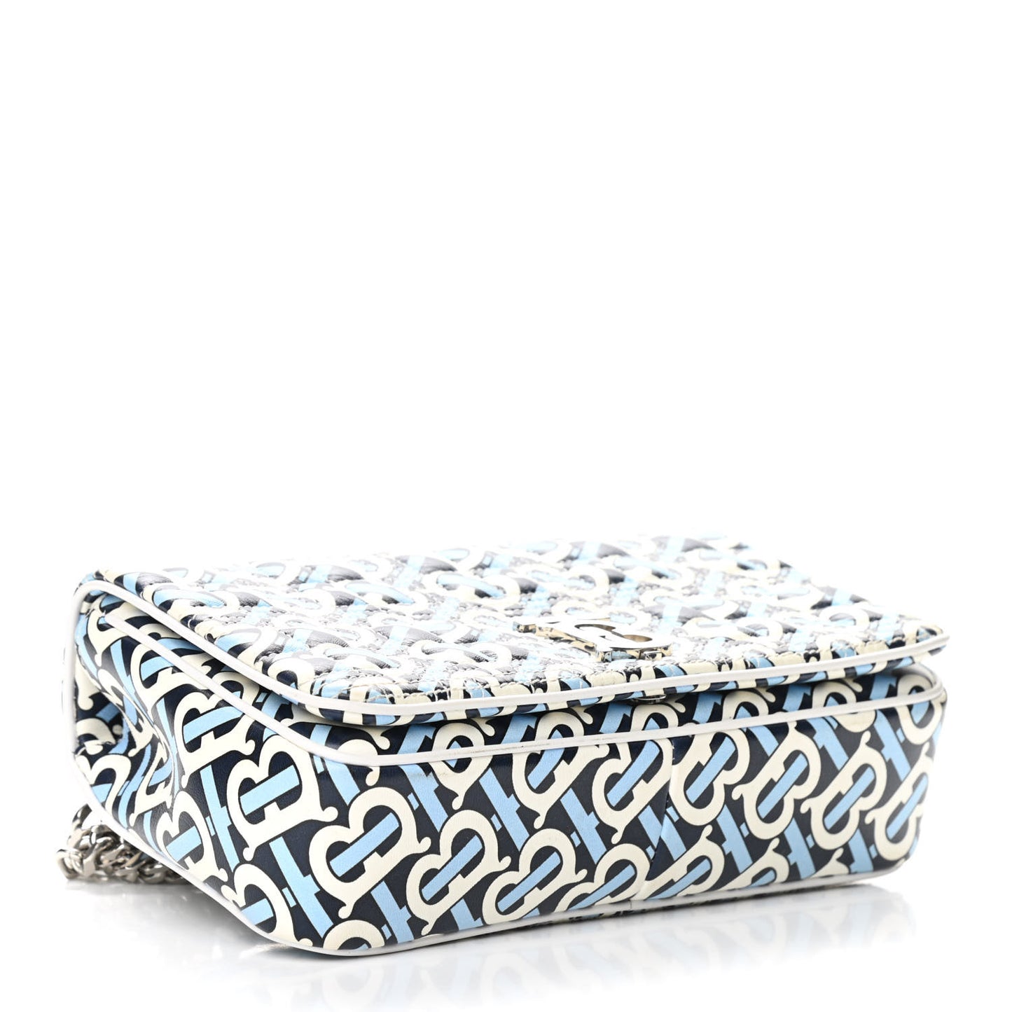 Lambskin Quilted Monogram TB Print Small Lola Bag Cobalt Black