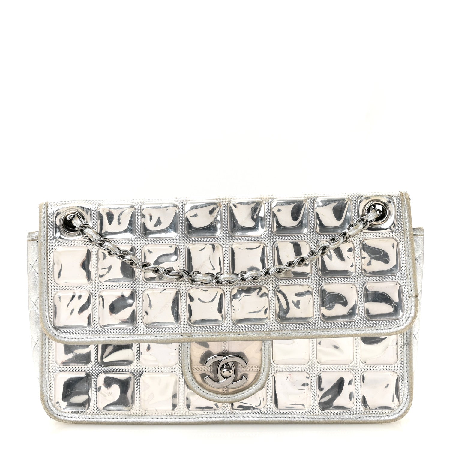 シャネル　ツイード銀ラメ　エスパドリーユ　37 Chanel Vinyl Large Ice Cube Flap Silver 1935617 – FASHIONPHILE