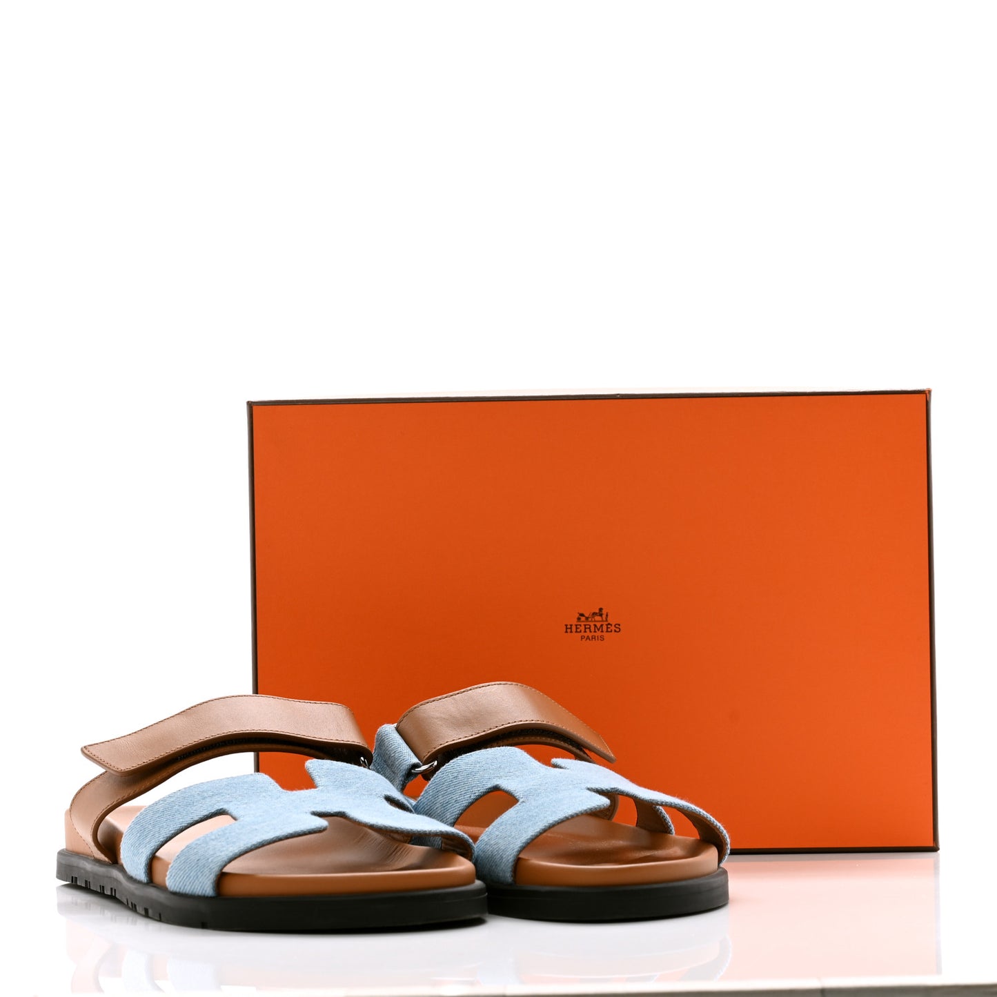 Denim Calfskin Womens Chypre Sandals 39 Bleu Clair Naturel