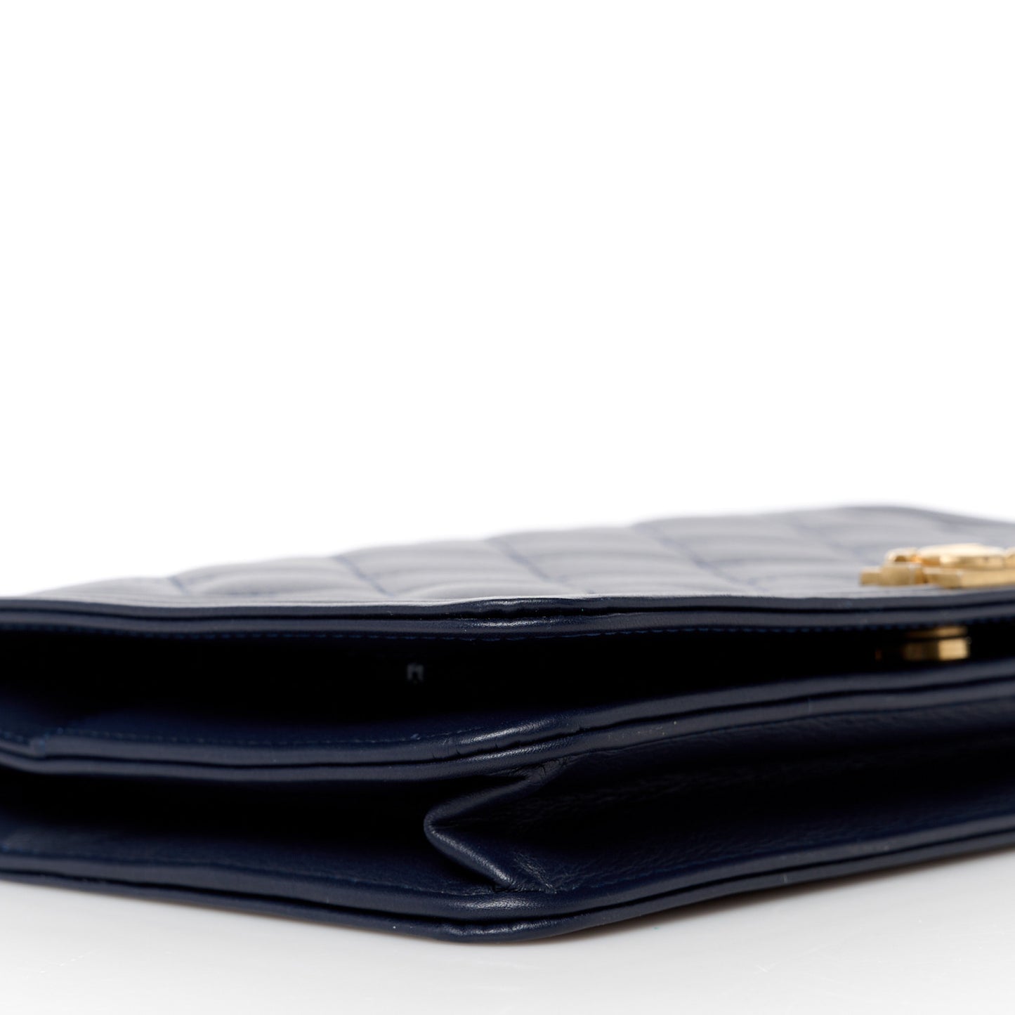 Lambskin Quilted Boy Wallet On Chain WOC Navy