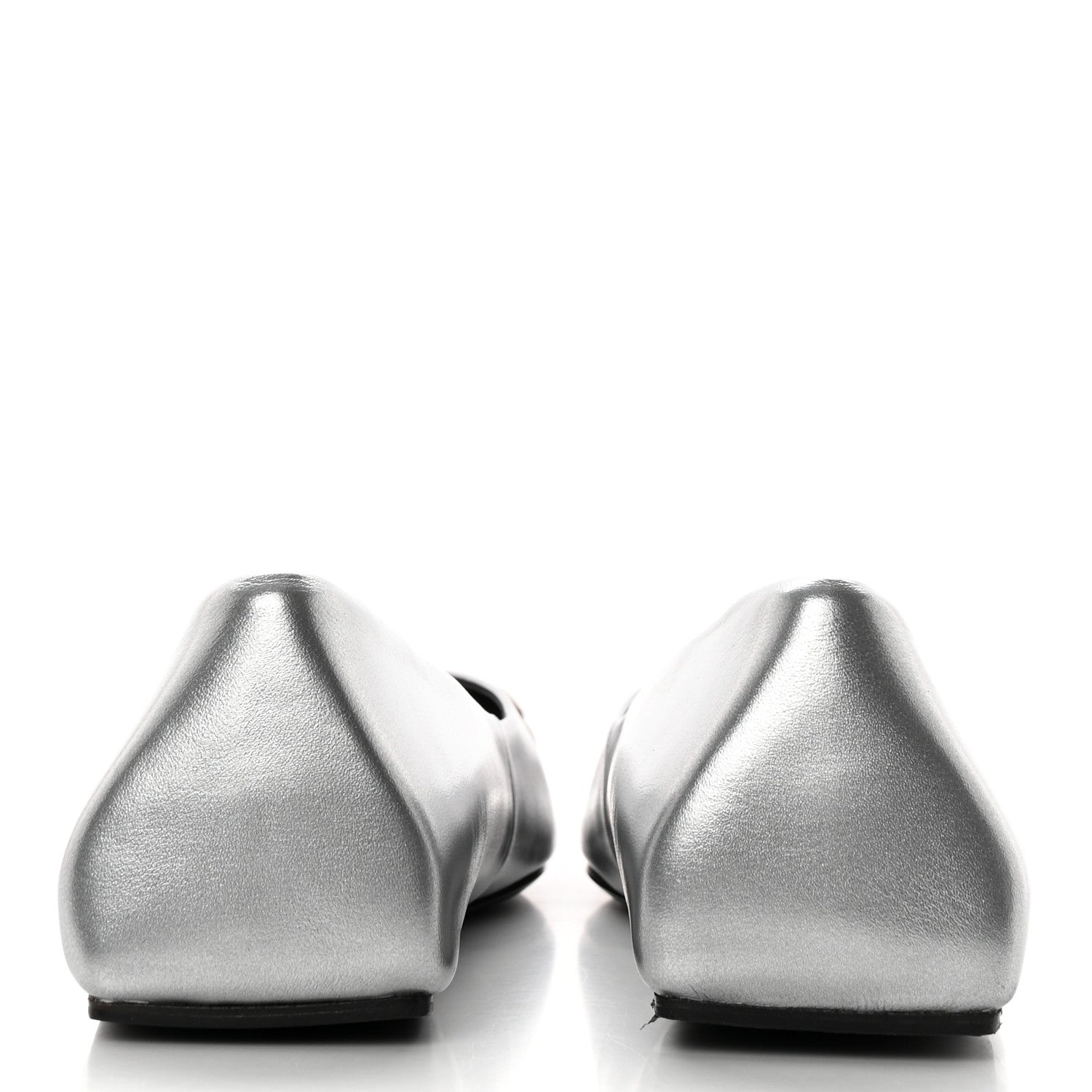 Balenciaga Metallic Calfskin BB Knife Pointy Toe Ballerina Flats 35.5 Silver Hardware 5 of 16