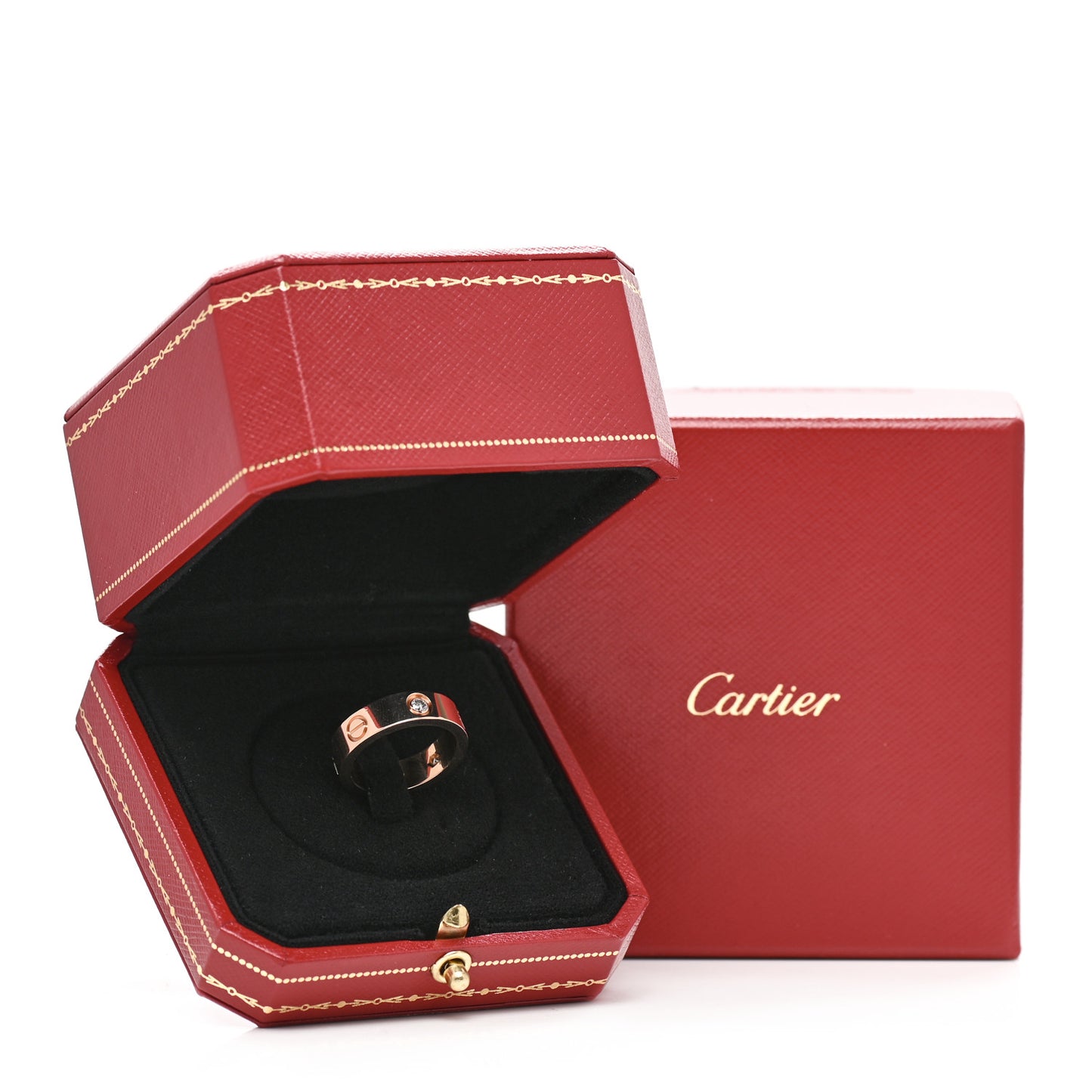 18K Pink Gold 3 Diamond 5.5mm LOVE Ring 54 6.75
