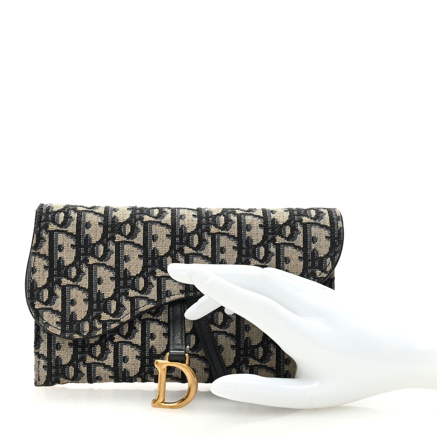 Oblique Saddle Chain Long Wallet Blue