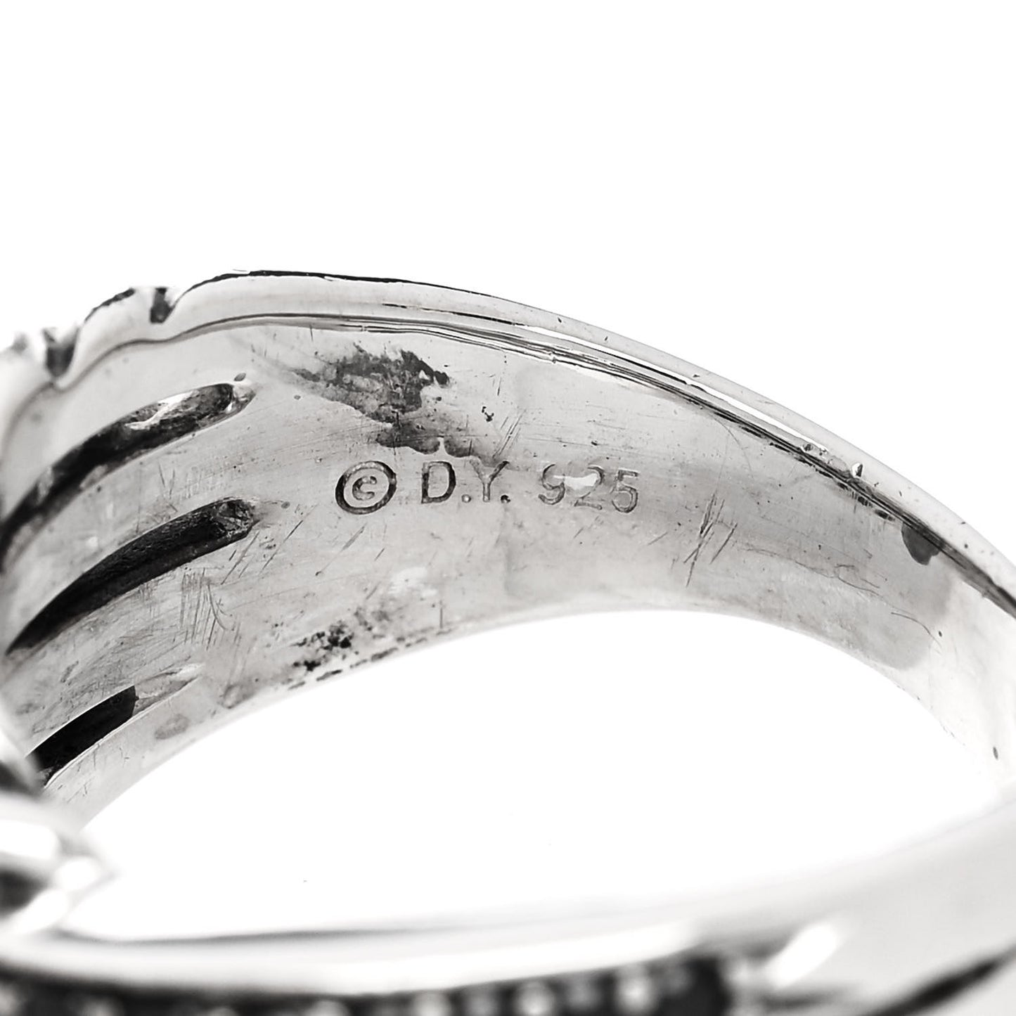 Sterling Silver Diamond Black Diamond 11mm Crossover Ring 54 6.75