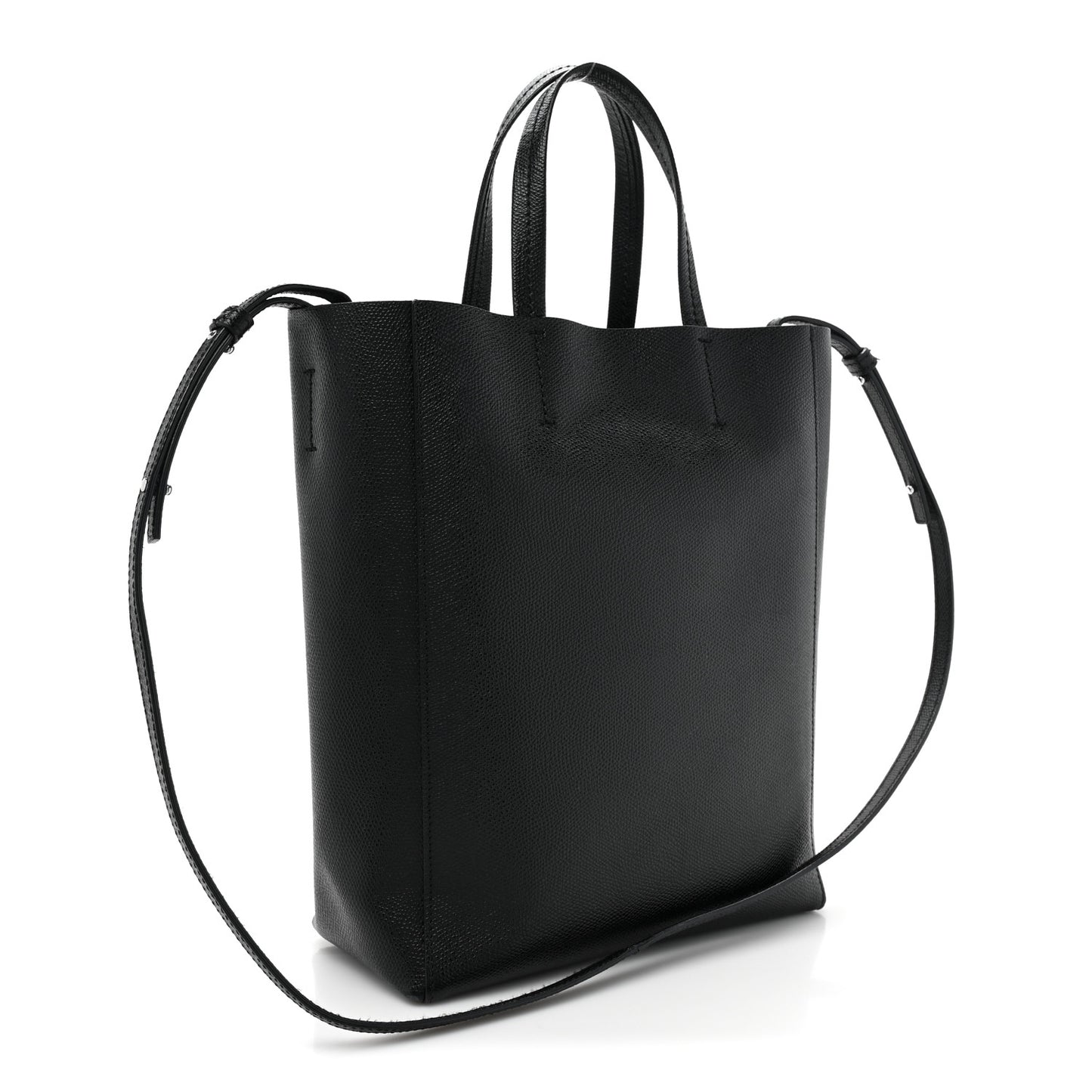 Grained Calfskin Small Vertical Cabas Black