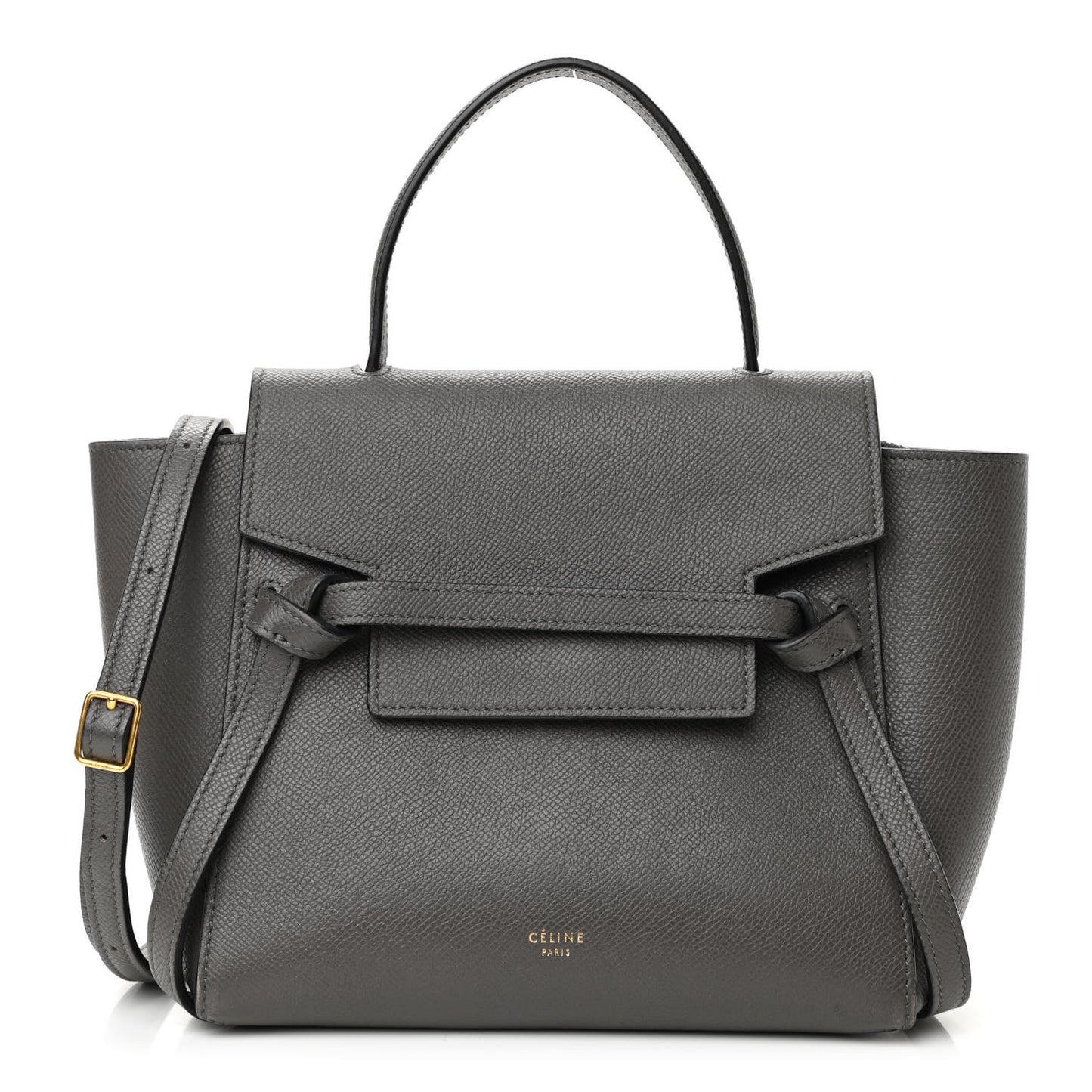 Grained Calfskin Nano Belt Bag Grey