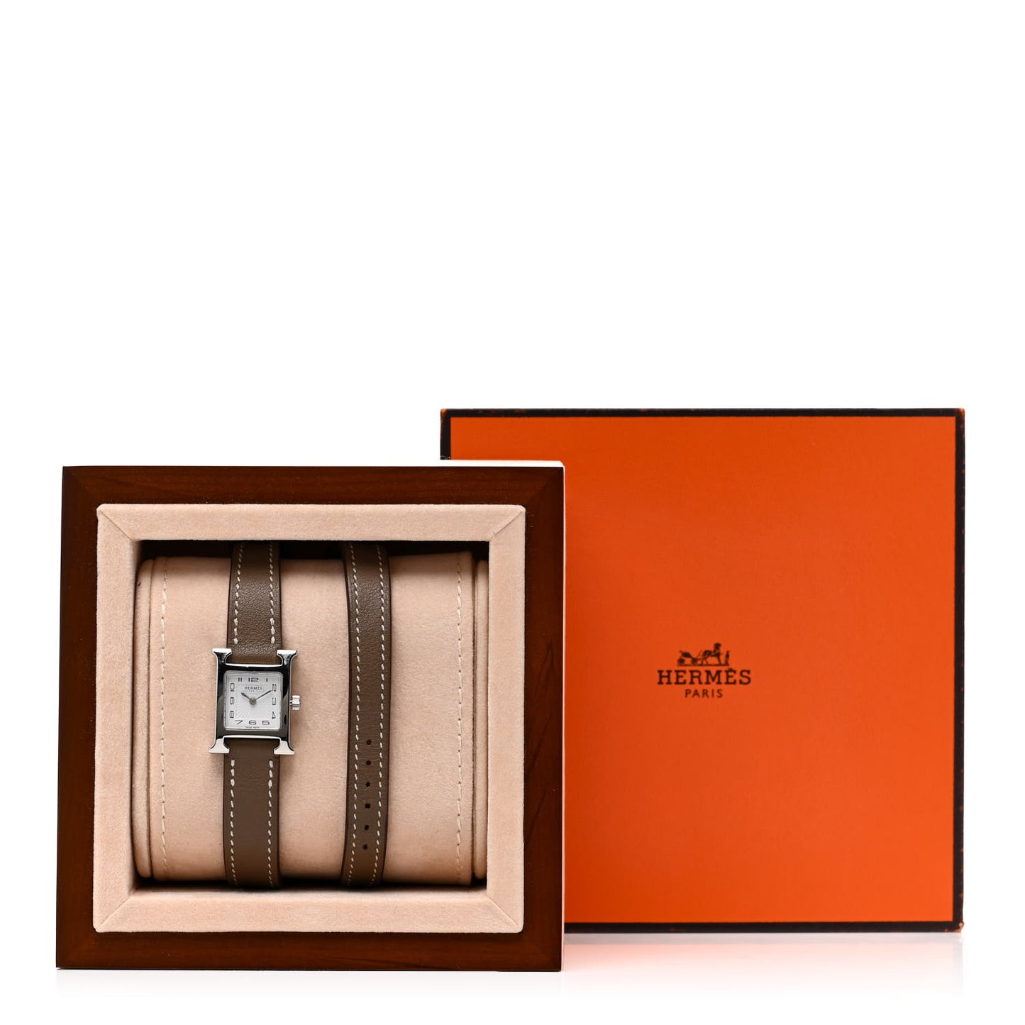 Stainless Steel Swift 17.2mm Heure H Hour Double Tour Quartz Watch Etoupe