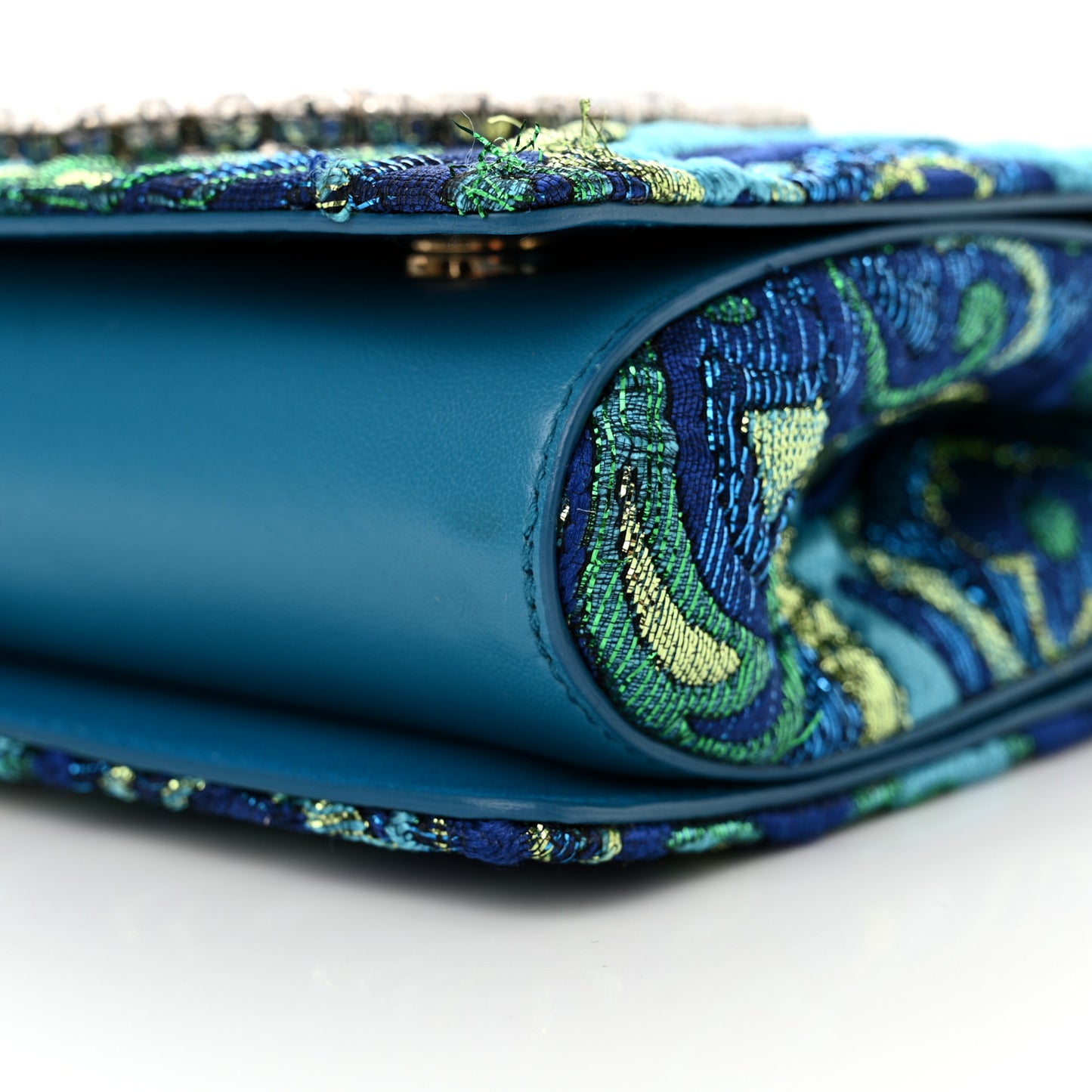Brocade Crystal Embellished DG Girls Shoulder Bag Blue