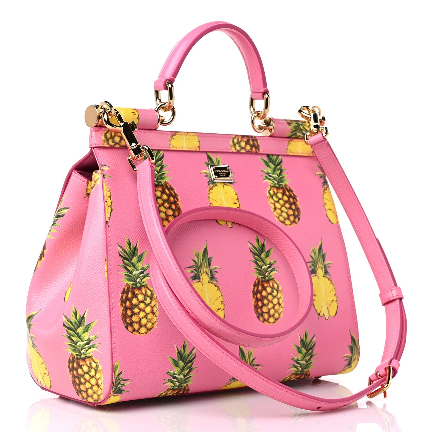 Dauphine Pineapple Print Medium Miss Sicily Satchel Rosa