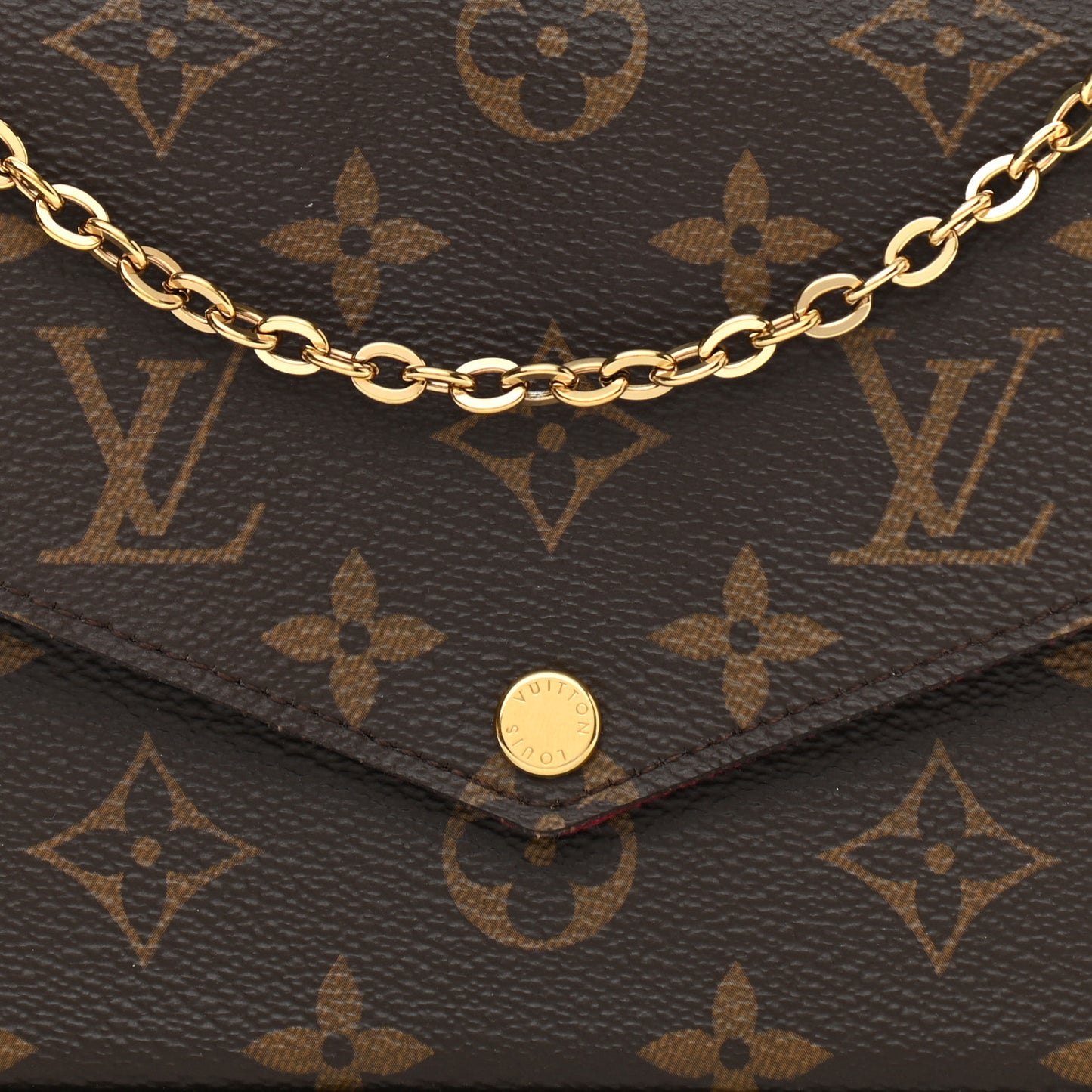 Monogram Pochette Felicie Chain Wallet Fuchsia
