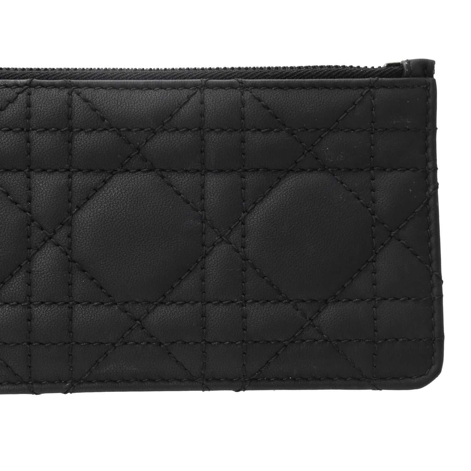 Christian Dior Ultra Matte Lambskin Cannage Small Lady Dior Zip Card Holder Black 10 of 13
