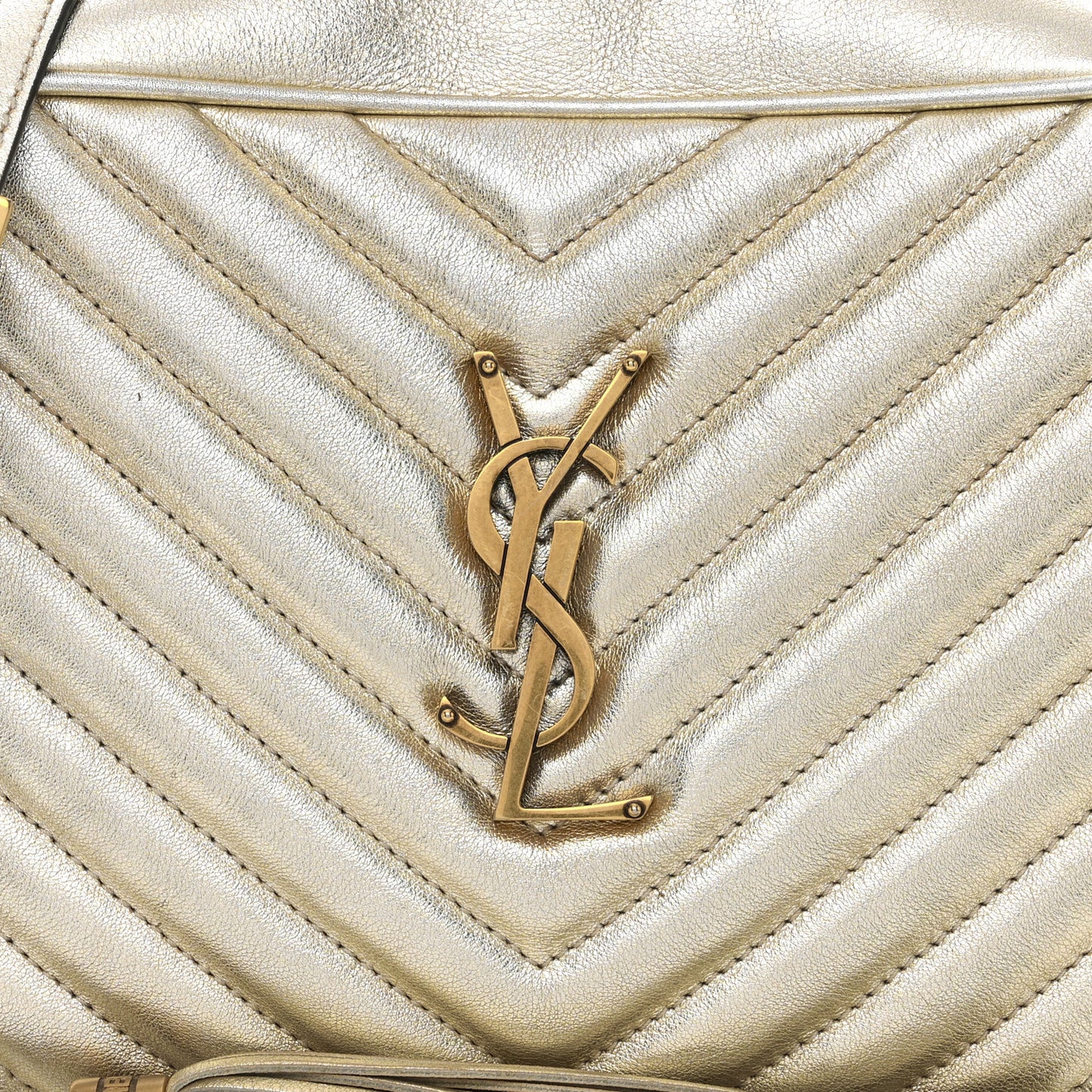 Metallic Calfskin Matelasse Monogram Lou Camera Bag Platino