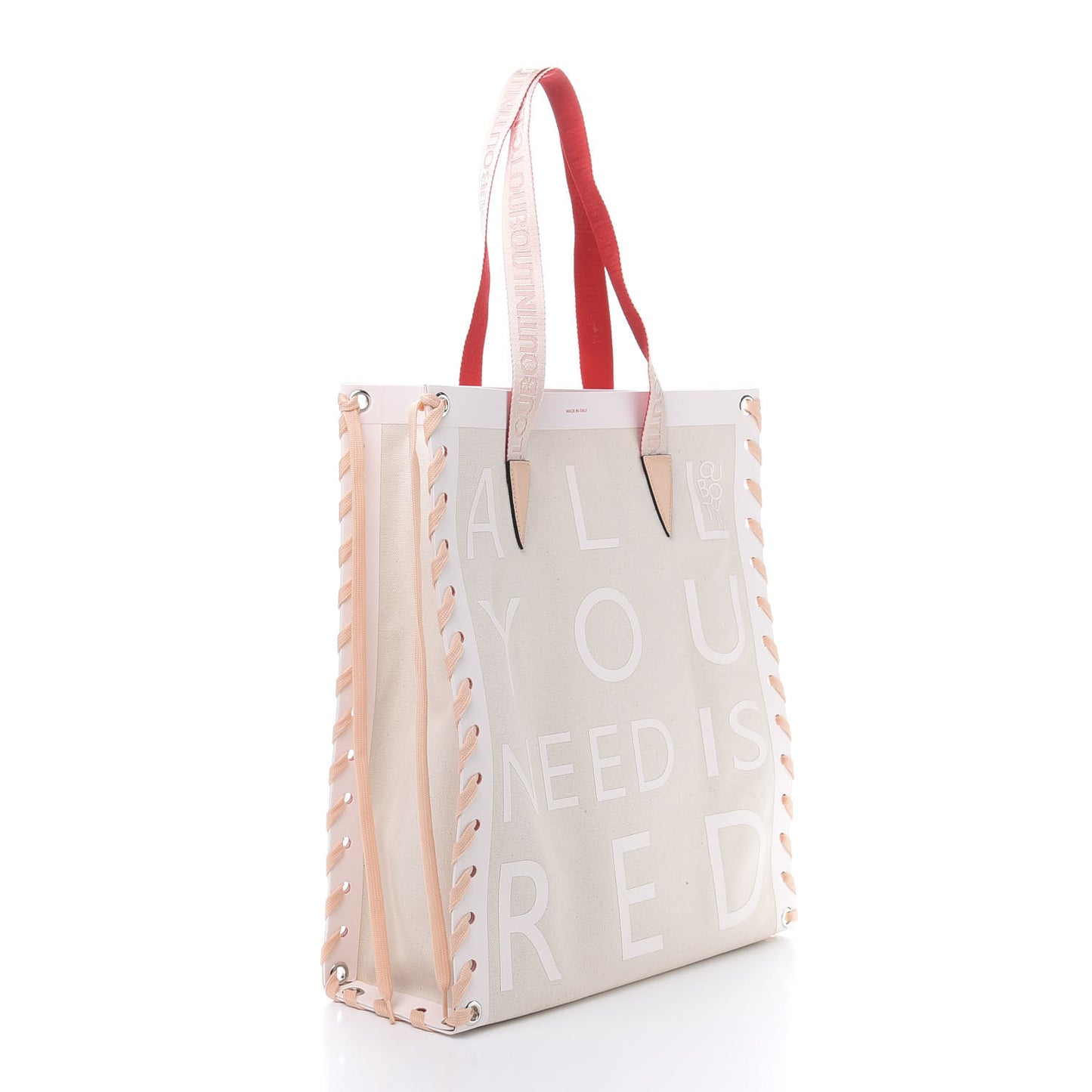 Braided Canvas Small Cabalace Shopper Tote Beige