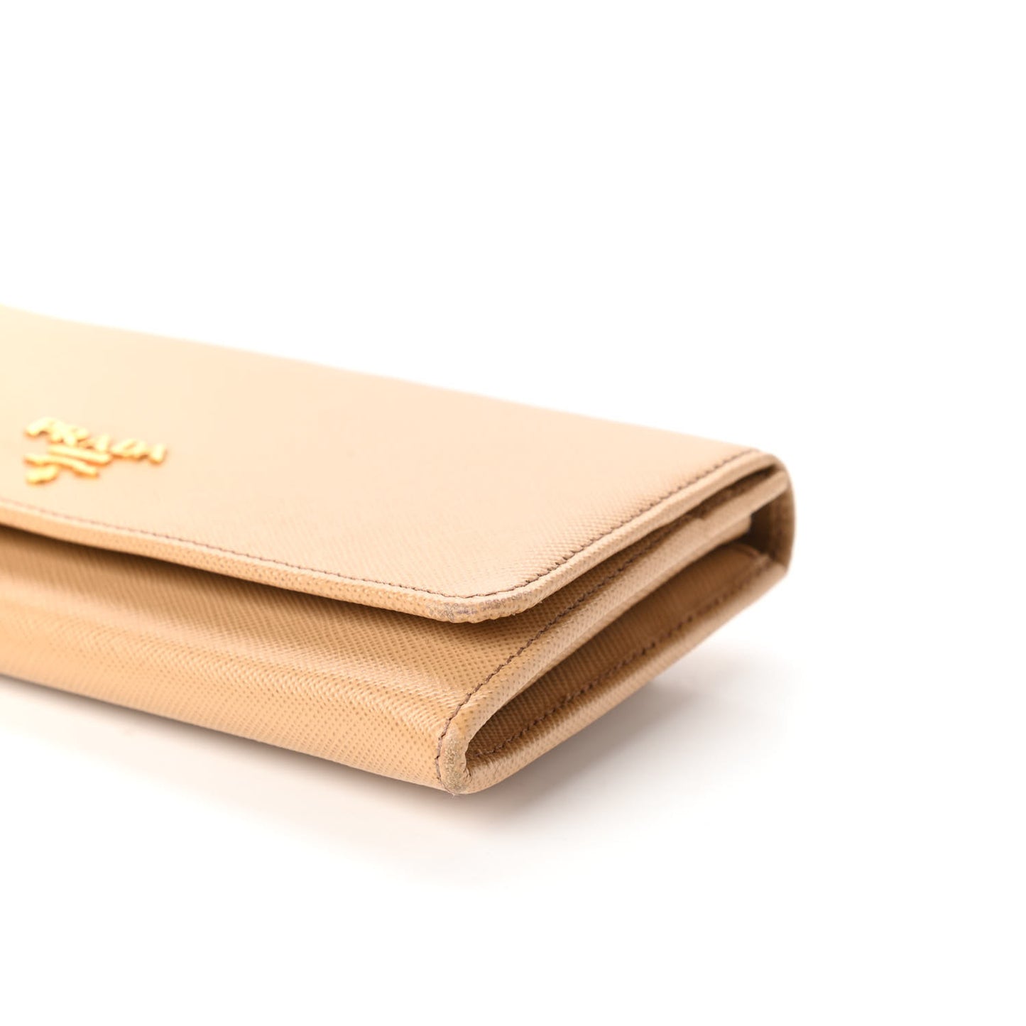 Saffiano Metal Continental Flap Wallet Noisette