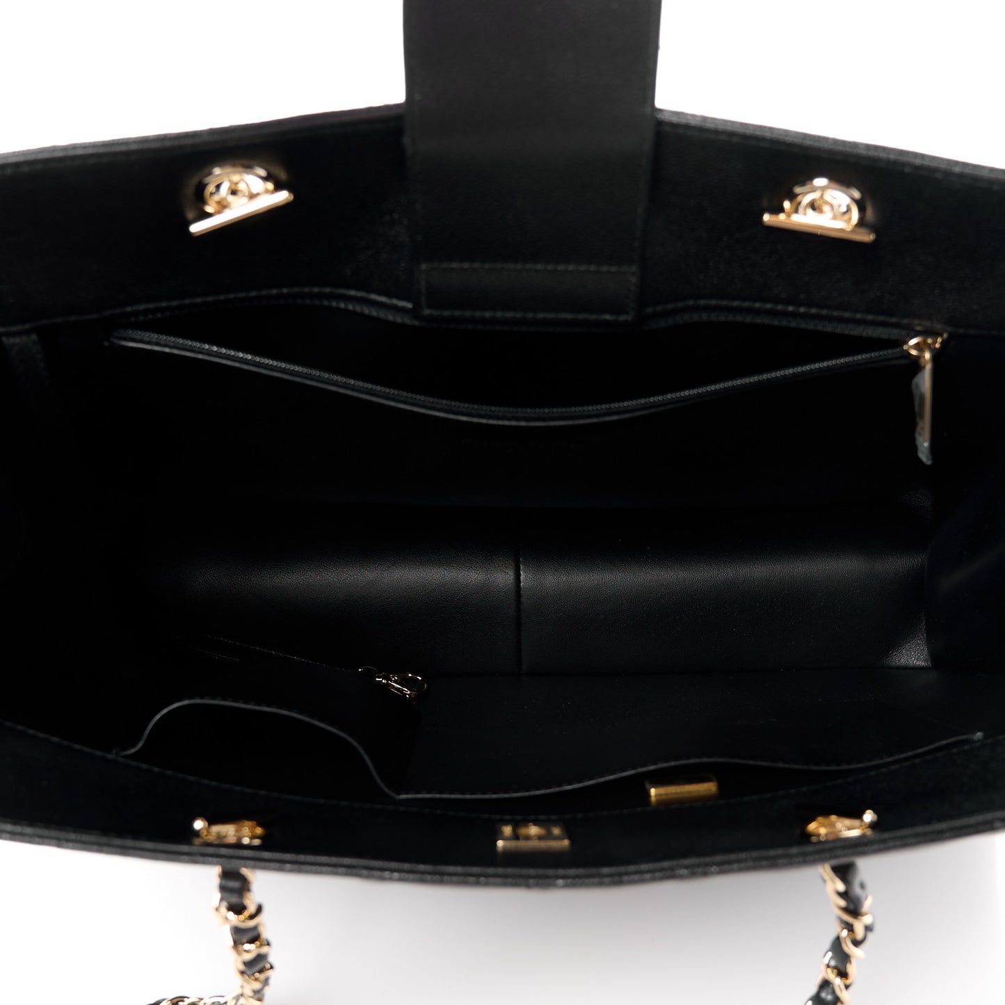 Caviar Quilted Large Shopping Tote Black