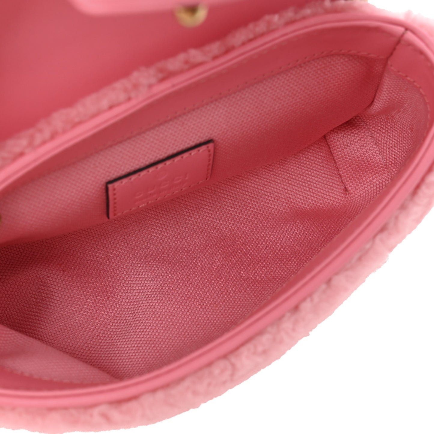 Shearling Matelasse Super Mini GG Marmont Shoulder Bag Lotus Pink