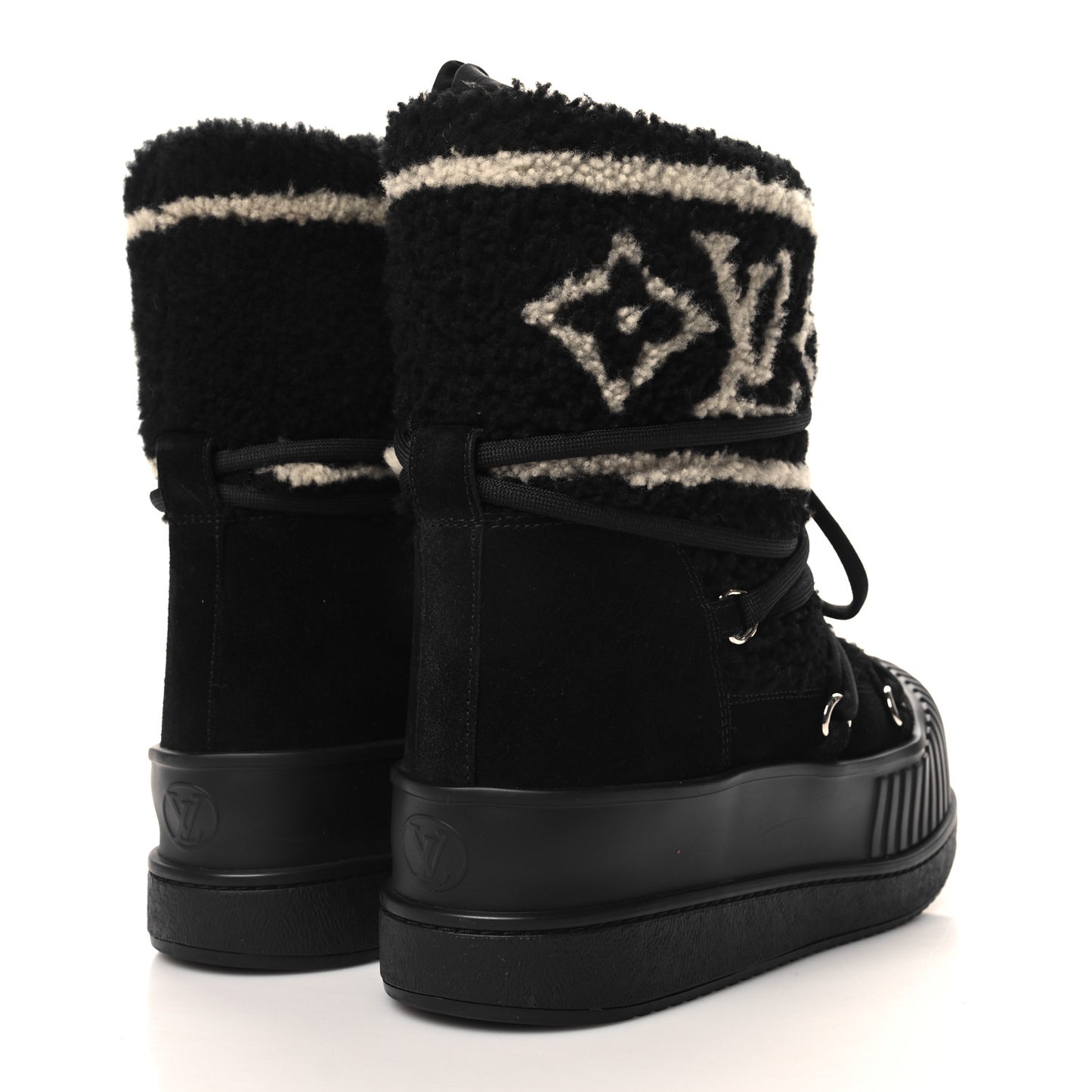 Suede Shearling Polar Flat Half Boots 37 Black