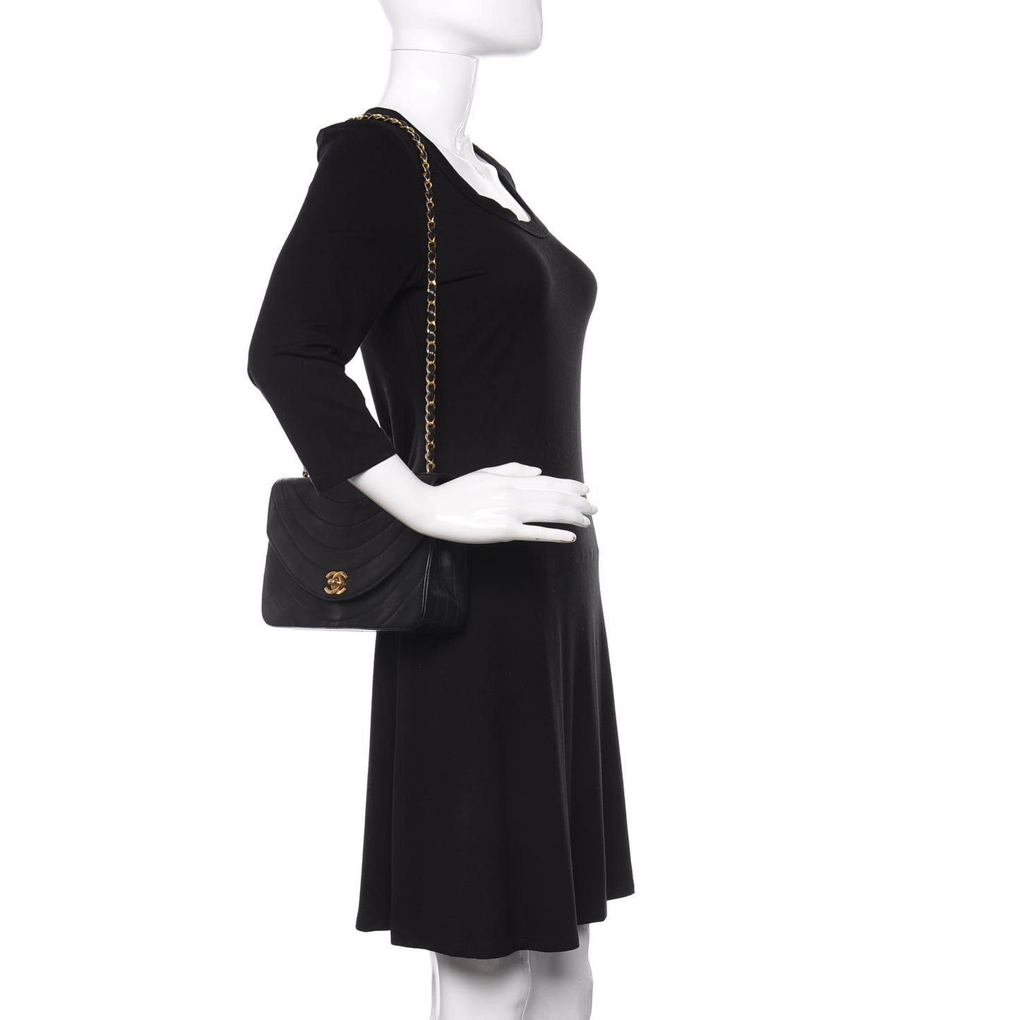 Lambskin Ribbon Quilted Small Single Flap Black