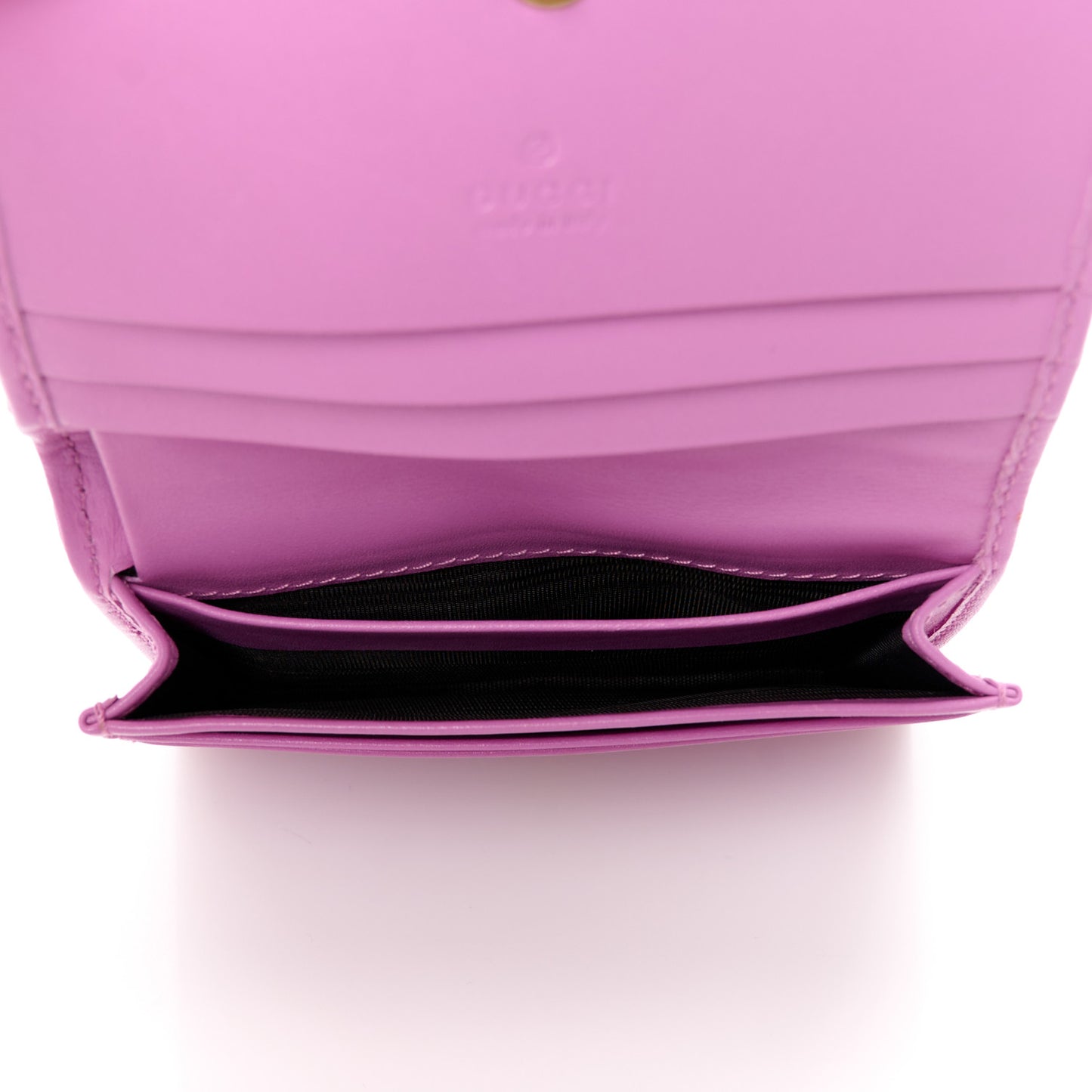 Calfskin Matelasse GG Marmont Card Case Candy Mousse