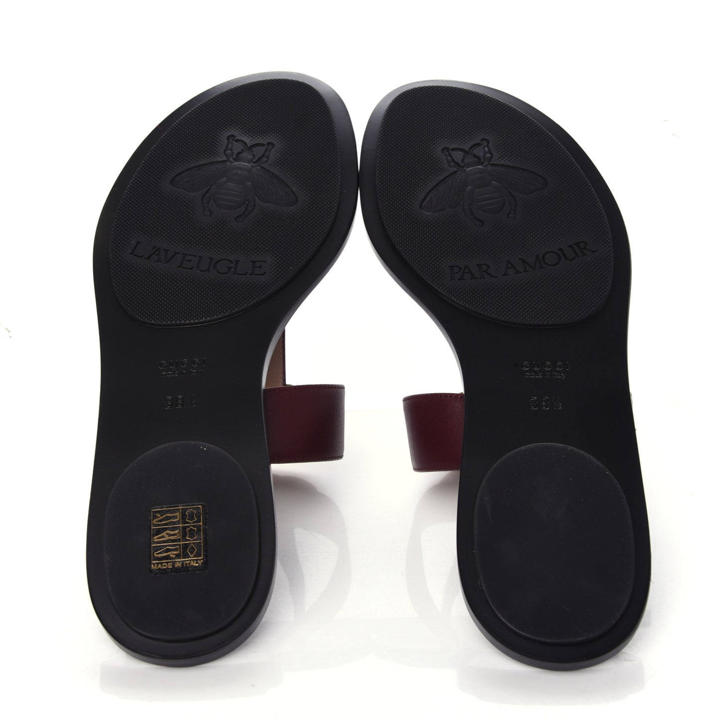 Calfskin GG Marmont Thong Sandals 38.5 Vintage Bordeaux
