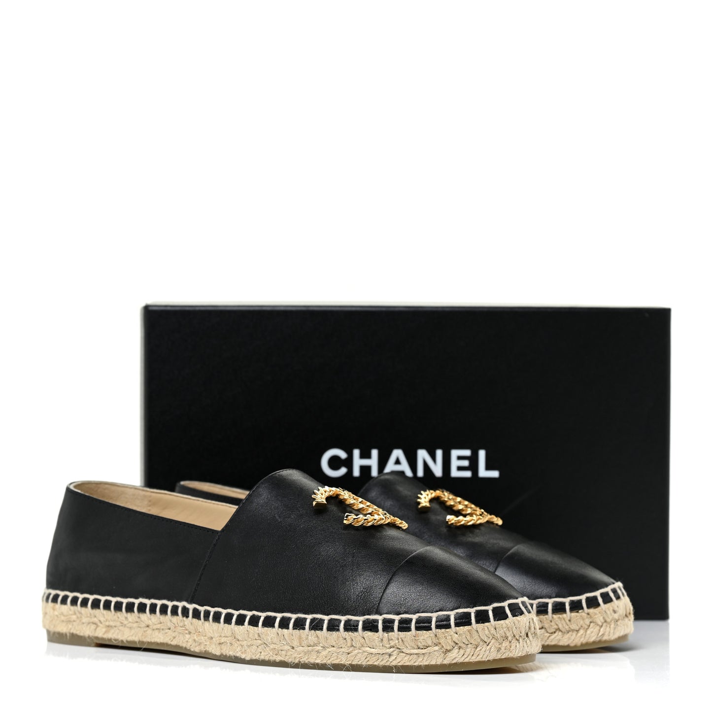 Calfskin Chain CC Espadrilles 40 Black