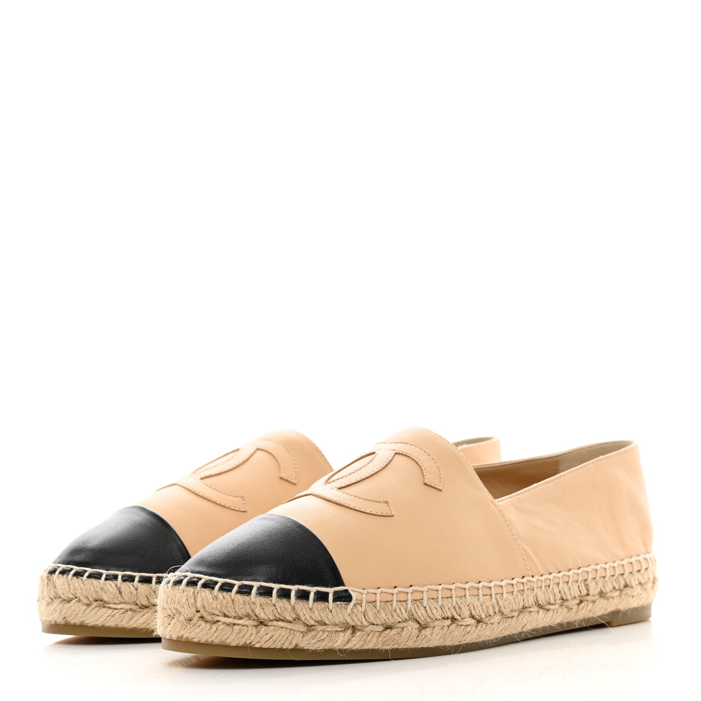 Lambskin CC Espadrilles 41 Beige Black