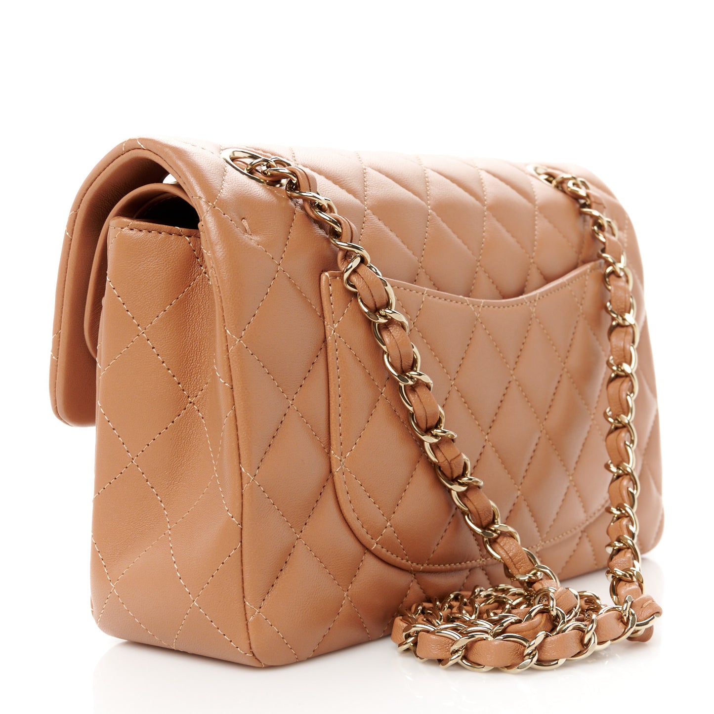 Lambskin Quilted Small Double Flap Brown