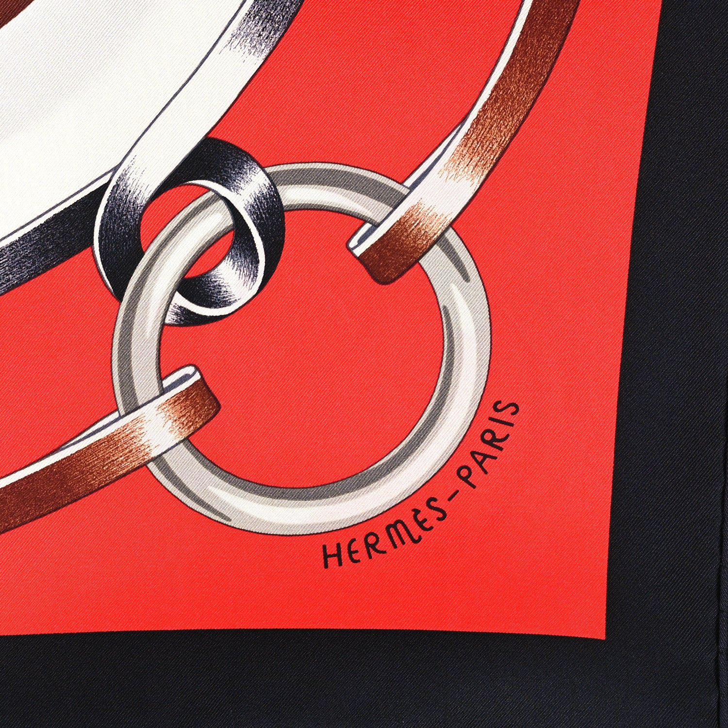 Hermes Silk Figure Artistique Scarf 90 Black Rouge Brun 2 of 3
