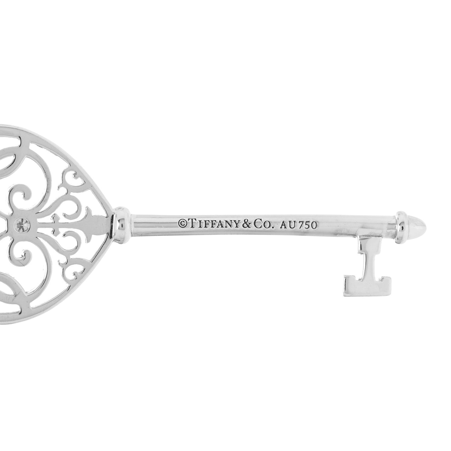 18K White Gold Diamond Enchant Heart Key Pendant