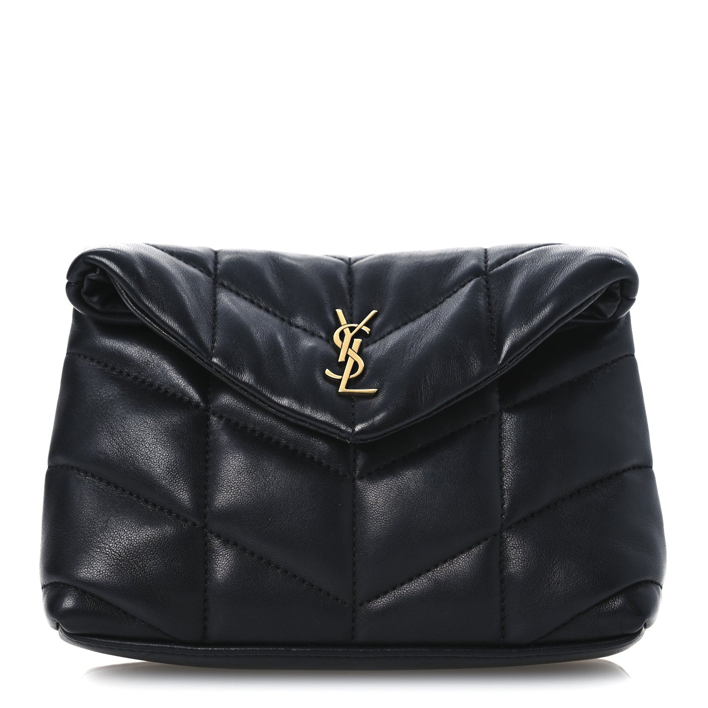Lambskin Monogram Loulou Puffer Pouch Clutch Black