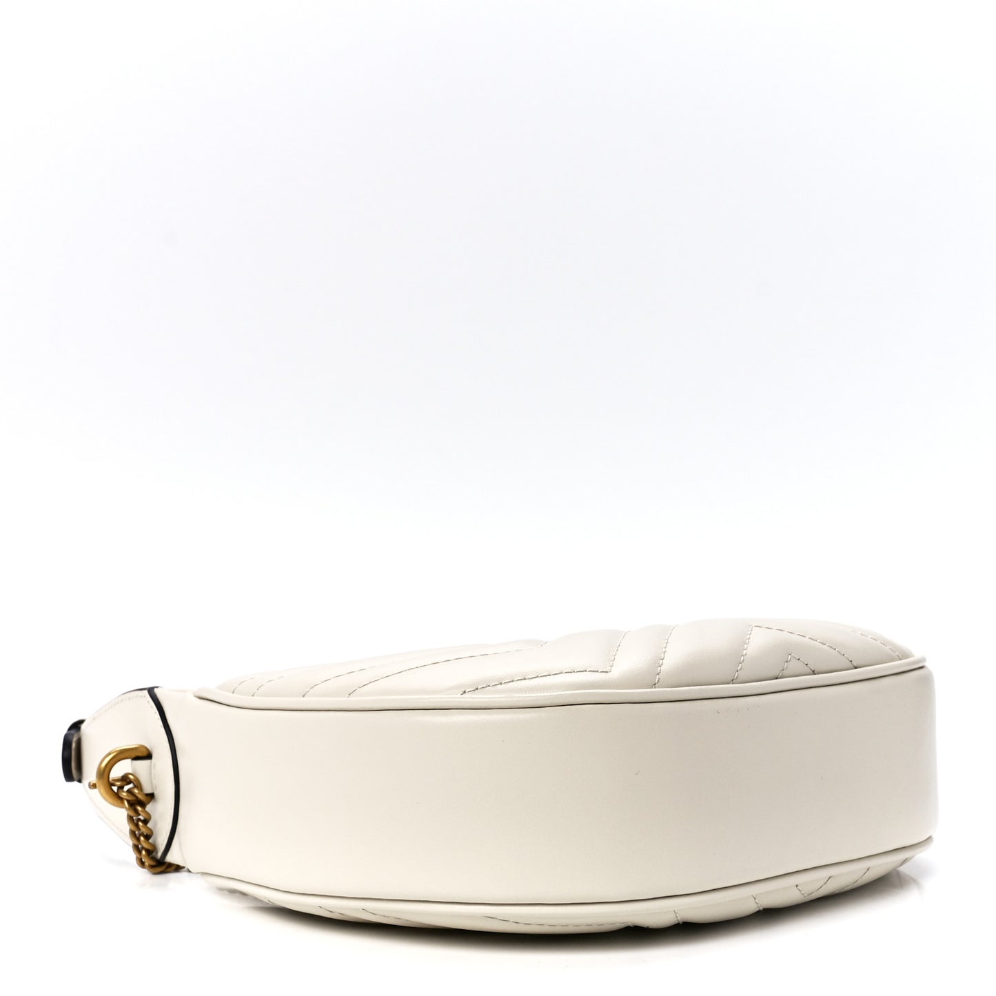 Calfskin Matelasse Chevron Mini GG Marmont Half Moon Hobo Mystic White
