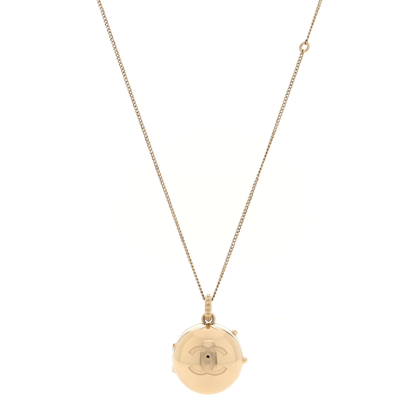 Metal CC Locket Necklace Gold