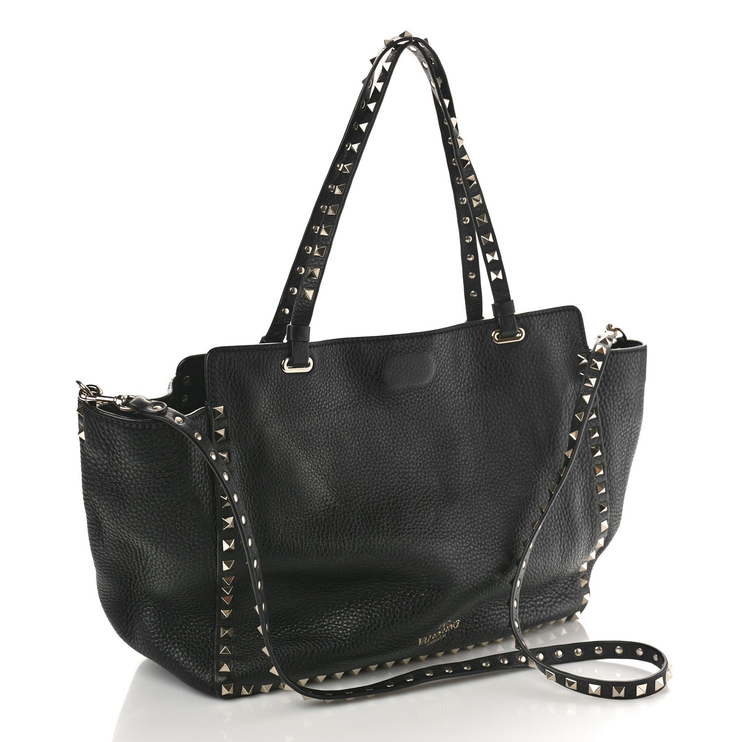 Valentino Garavani Pebbled Calfskin Medium Rockstud Tote Black 3 of 8