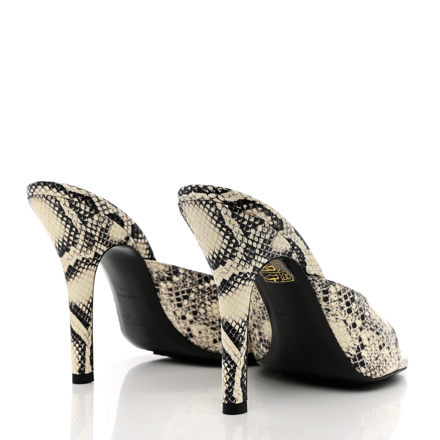 Snakeskin Embossed Look Book Thong Mules 38.5 Stone Grey