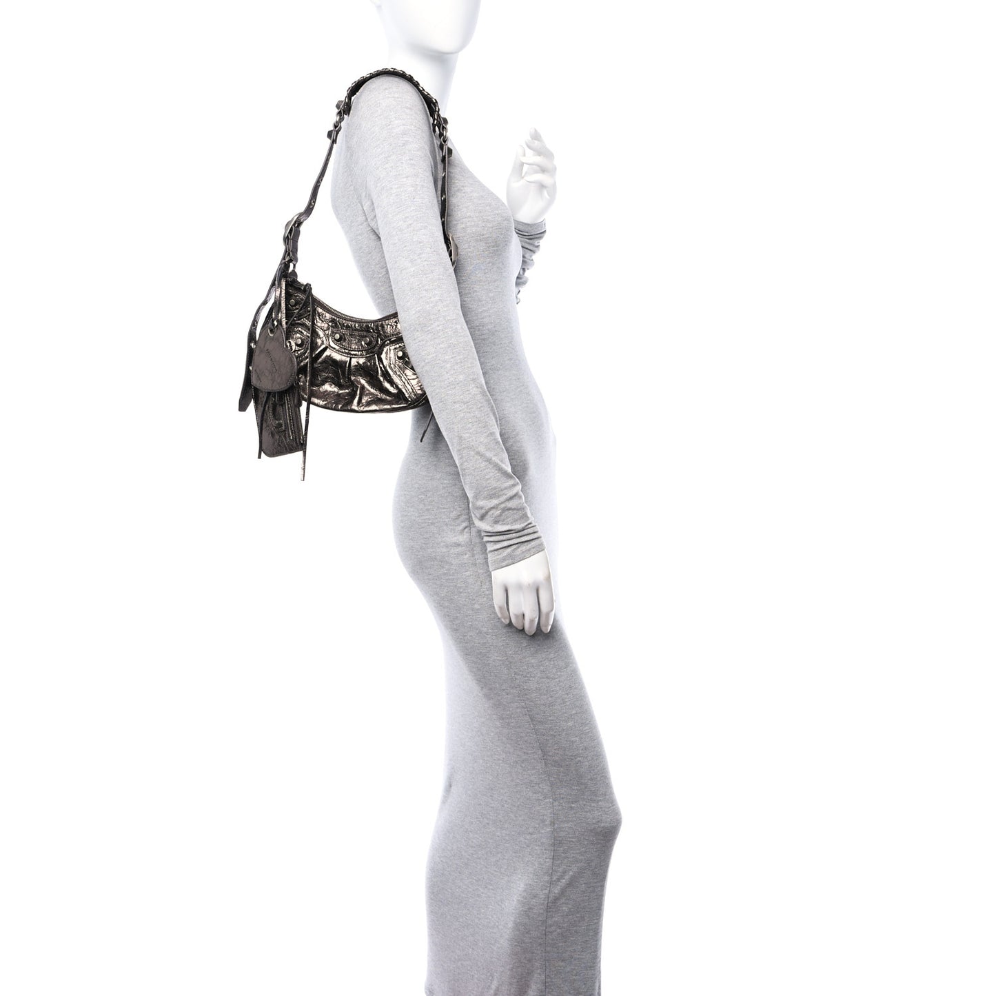Metallic Agneau Arena Le Cagole Shoulder Bag XS Dark Bronze