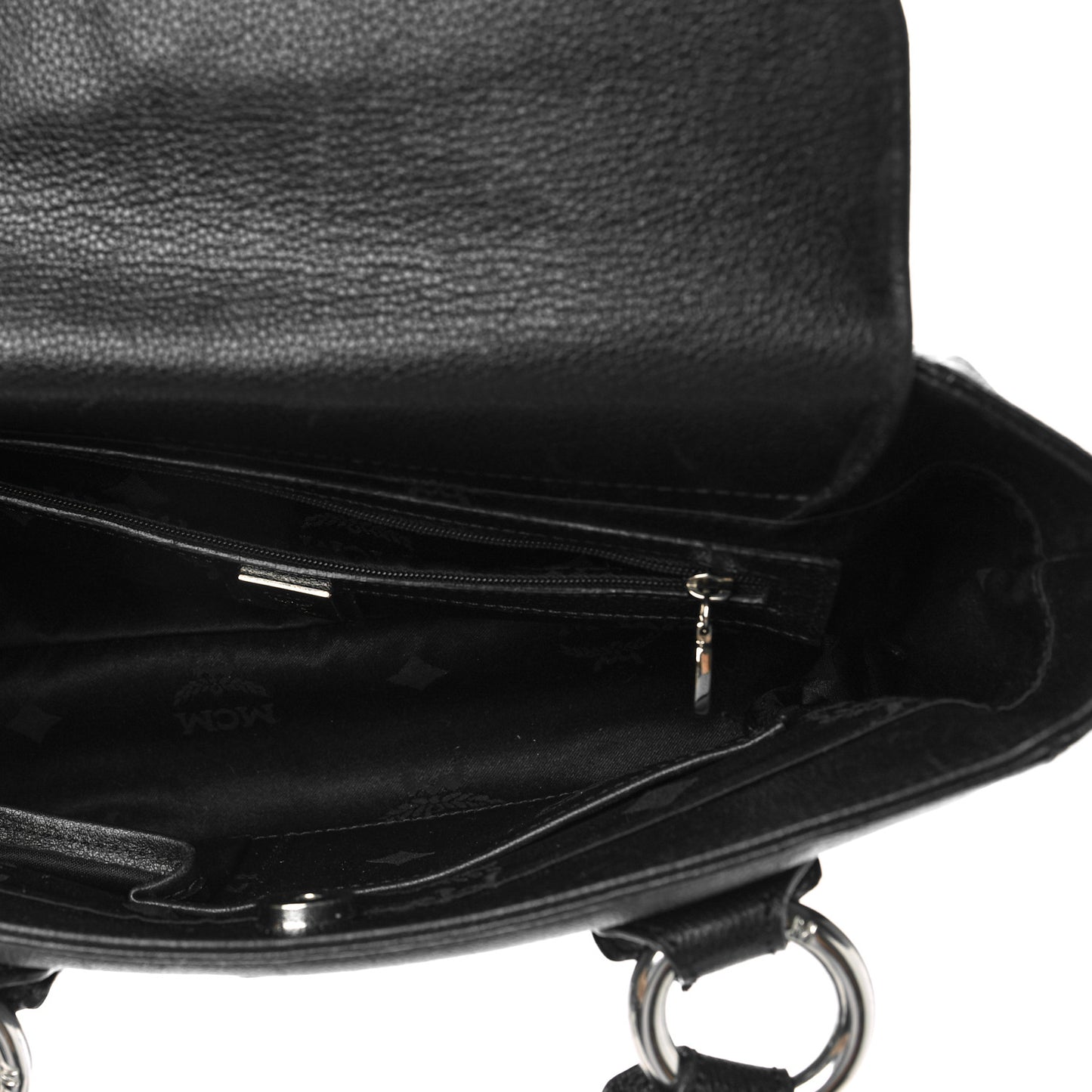 Grained Calfskin Studded Boston Bag Black