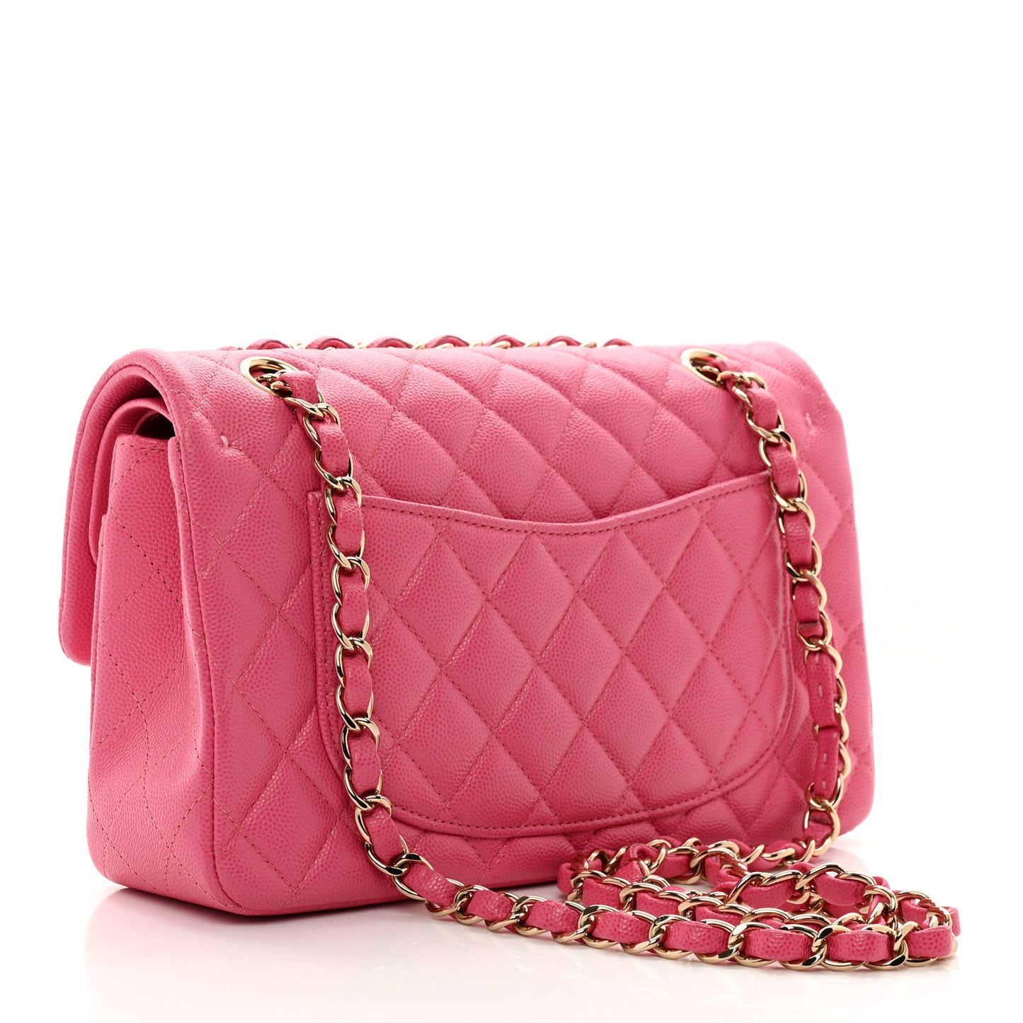 Caviar Quilted Small Double Flap Pink
