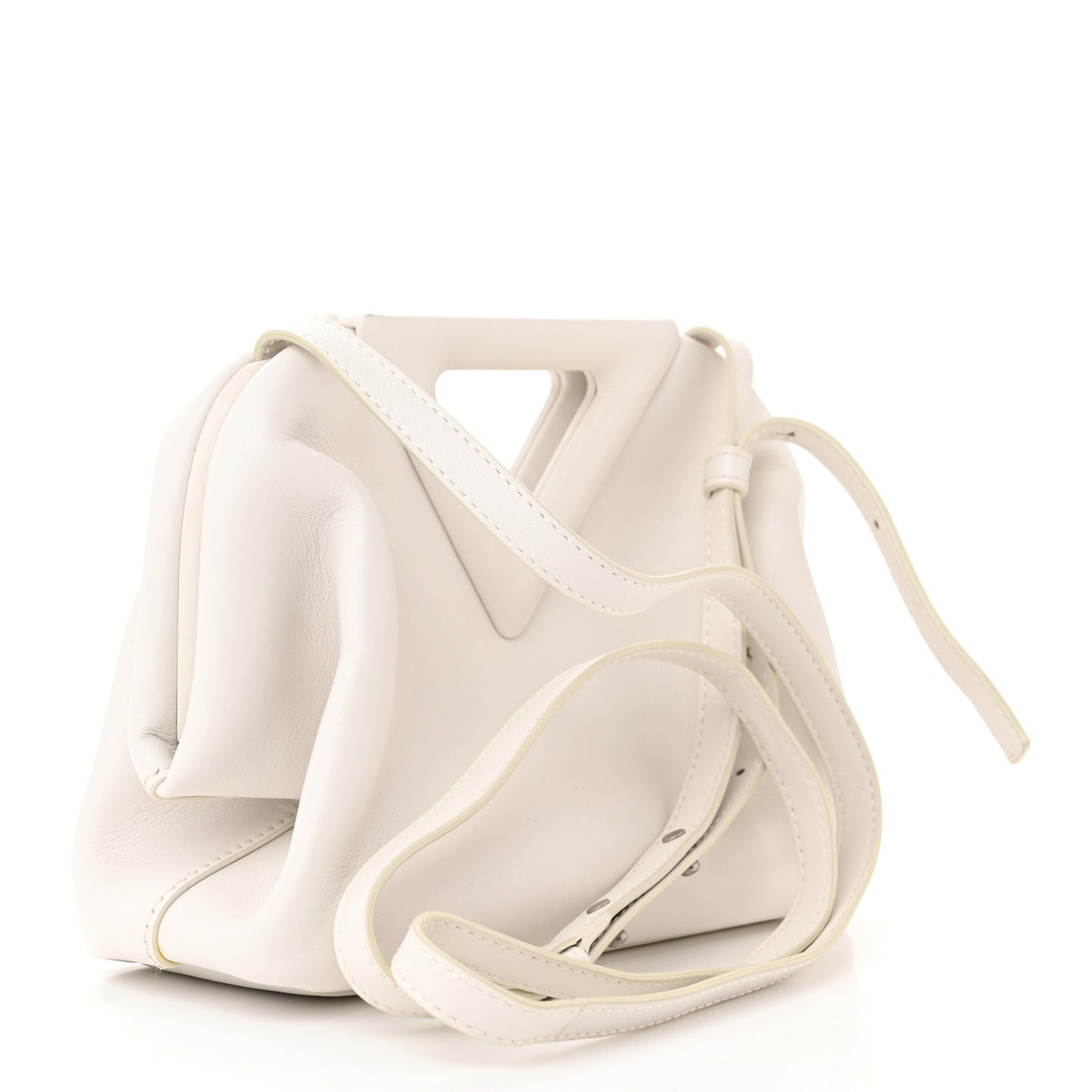 Calfskin Small The Point Triangle Bag Chalk
