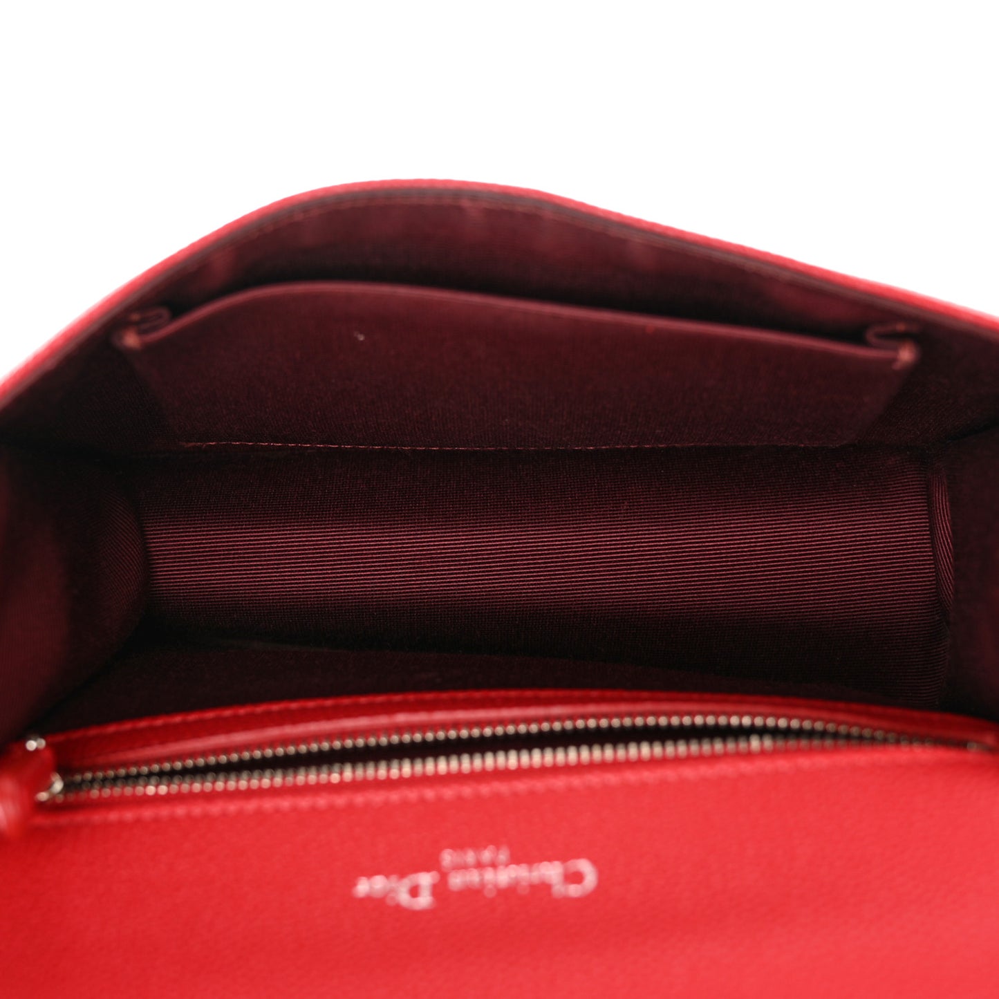 Grained Calfskin Small Diorama Flap Bag Red