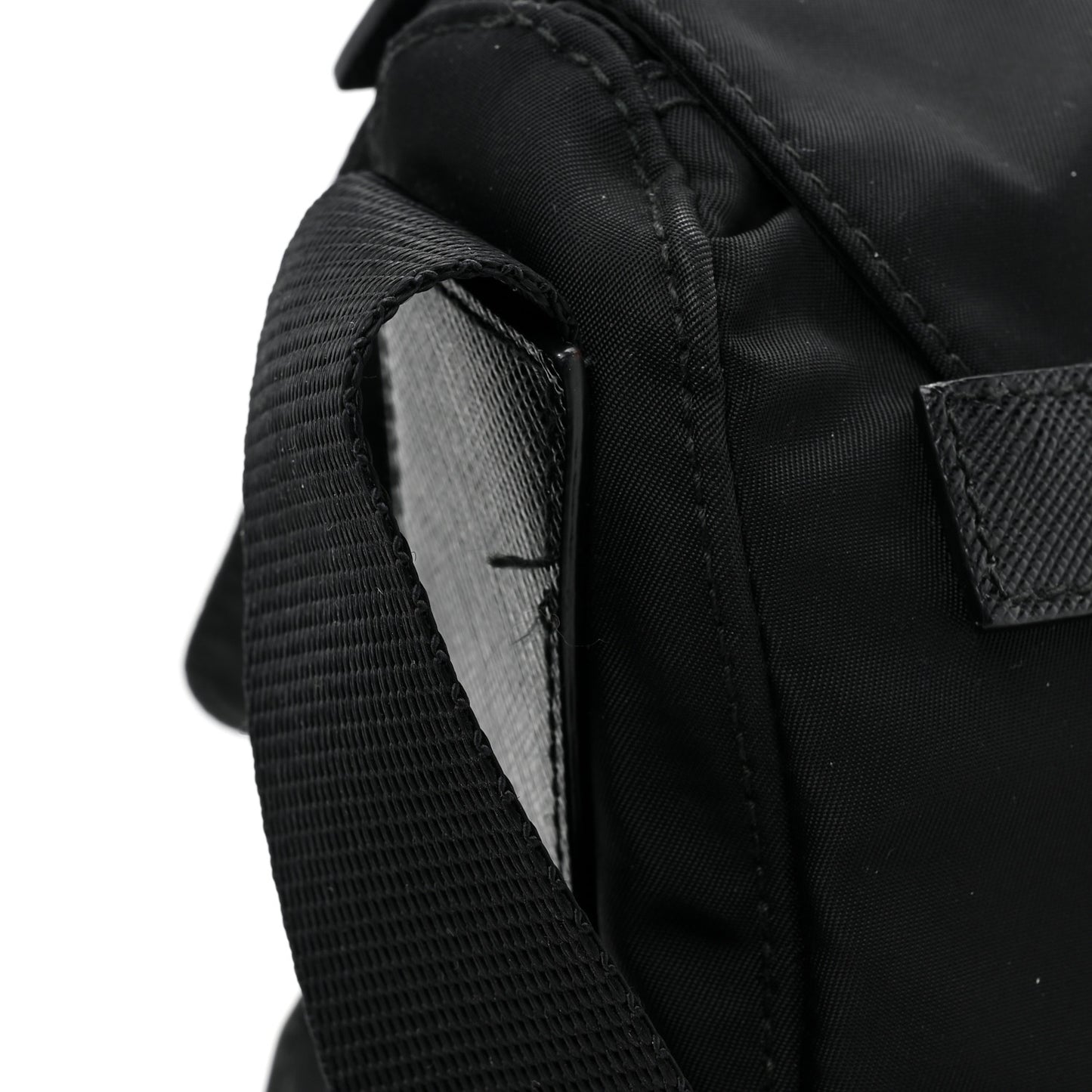 Nylon Vela Saffiano Single Buckle Messenger Shoulder Bag Black