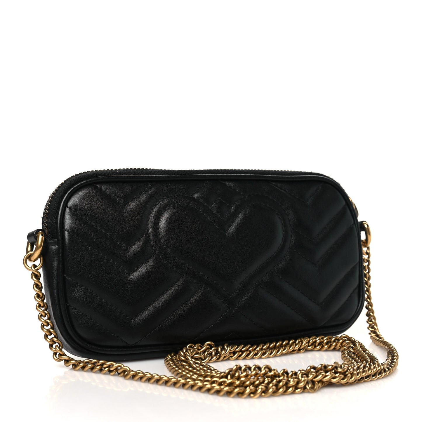 Calfskin Matelasse Mini GG Marmont Chain Crossbody Bag Black