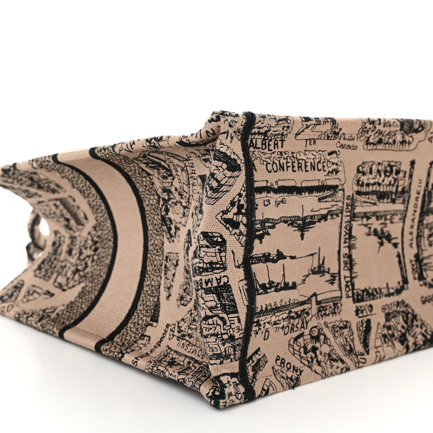 Canvas Embroidered Medium Plan De Paris Book Tote Beige Multi