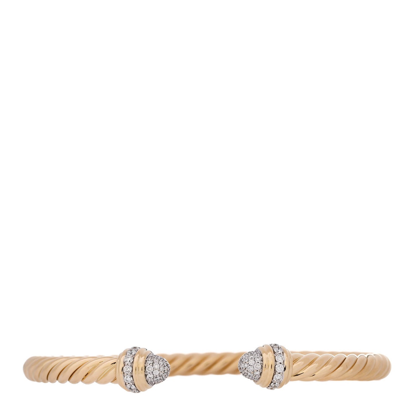 18K Yellow Gold Pave Diamond 5mm Cable Bracelet