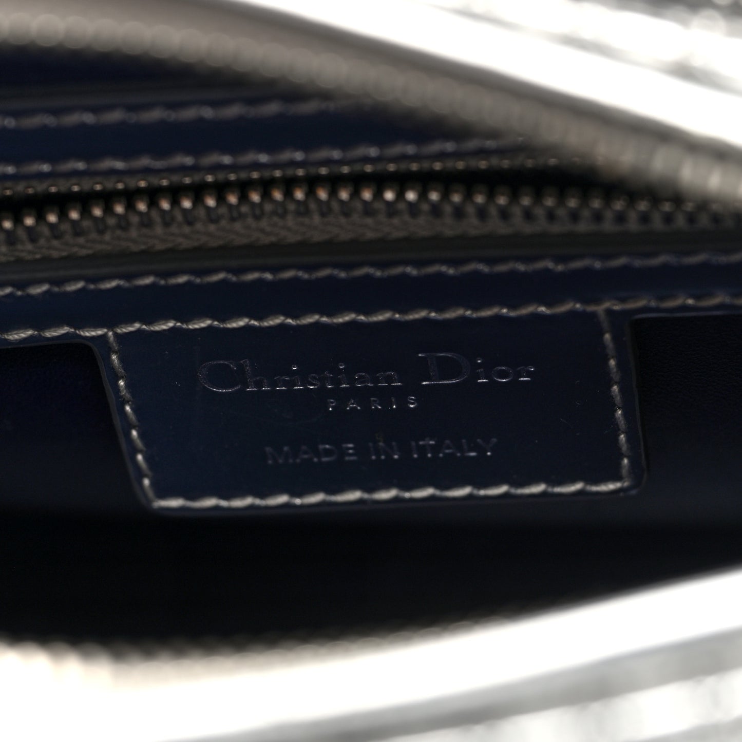 Metallic Patent Micro-Cannage Gradient Medium Lady Dior Silver Blue