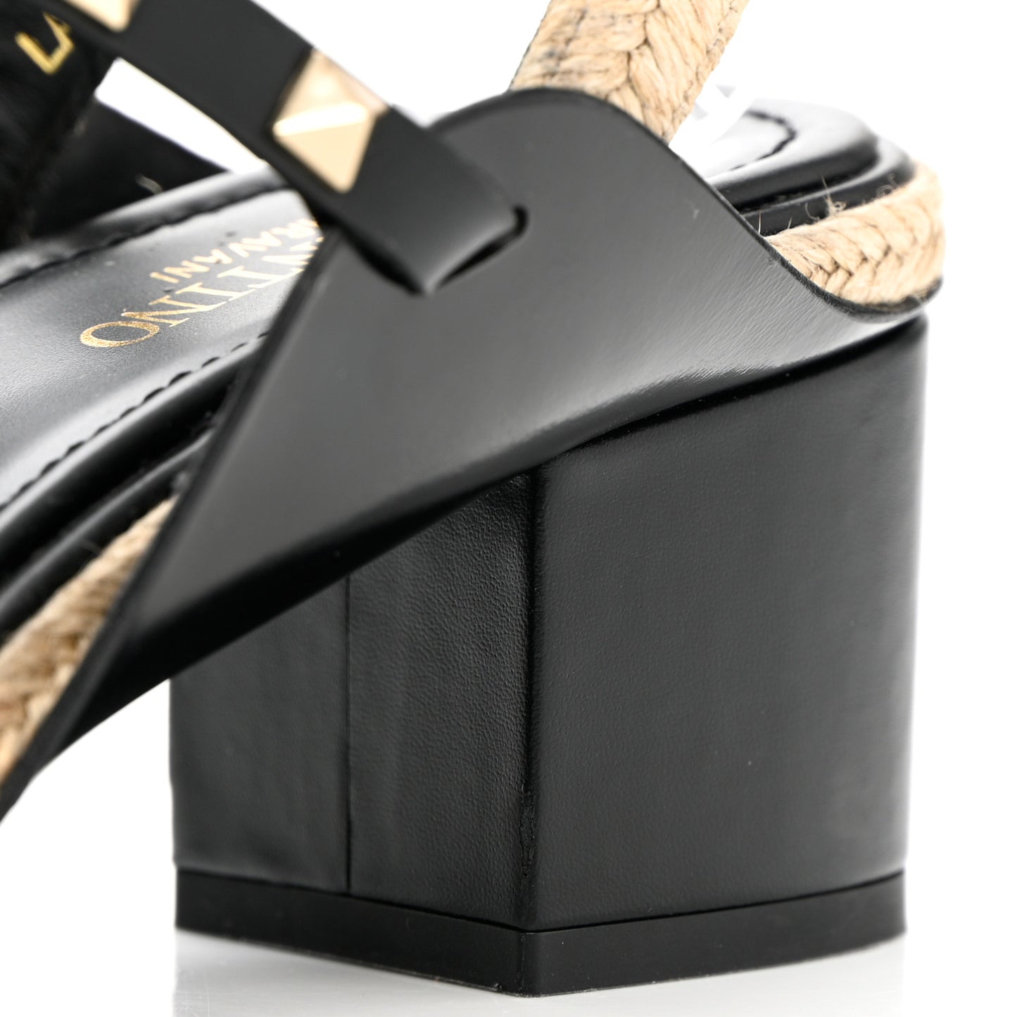 Calfskin Rockstud Ankle Strap Espadrille 10/60mm Sandals 38 Black