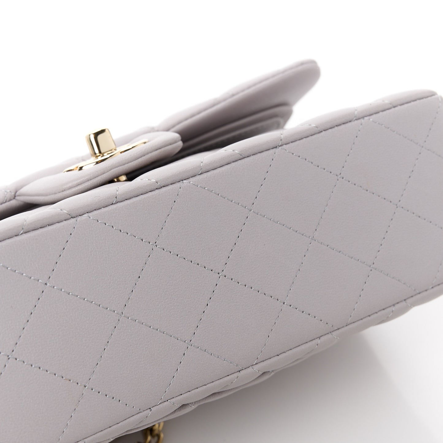 Lambskin Quilted Small Double Flap Light Grey