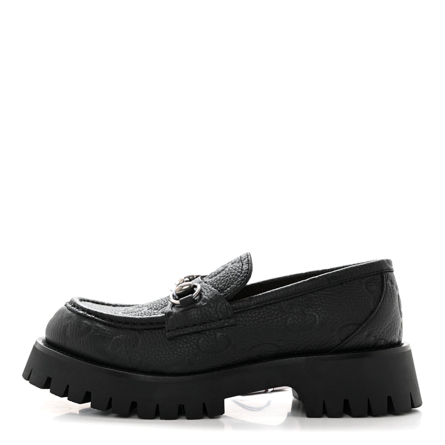 Magnum Calfskin Nappa Samoa Womens Horsebit Platform Chunky Lug Sole 40mm Loafers 38 Black