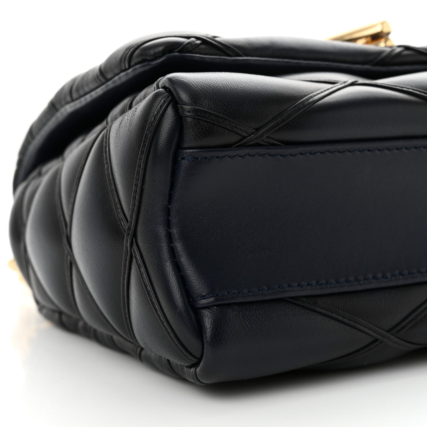 Lambskin Malletage Top Handle GO-14 MM Bleu Marine
