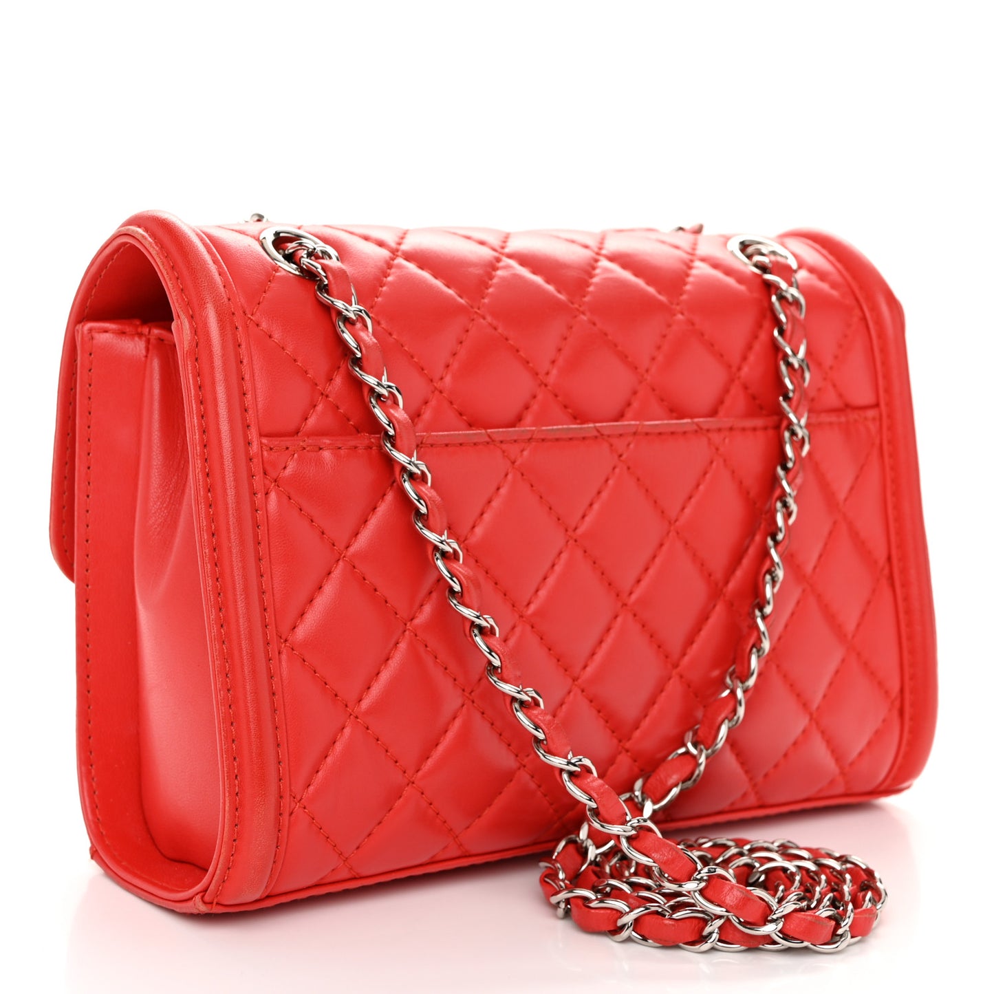 Lambskin Quilted Small Geometric Flap Red