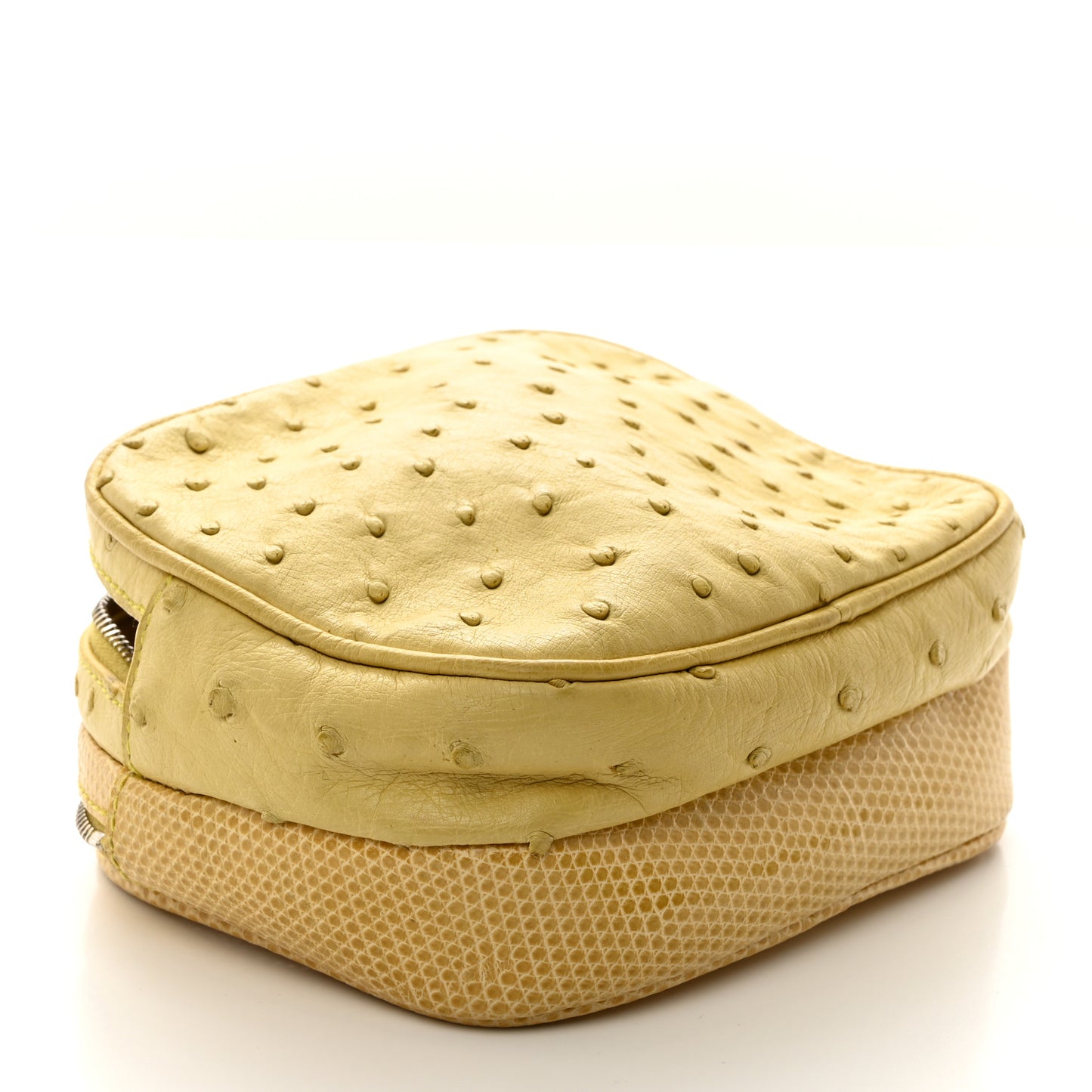 Ostrich Lizard Mini Twin Crossbody Bag Yellow